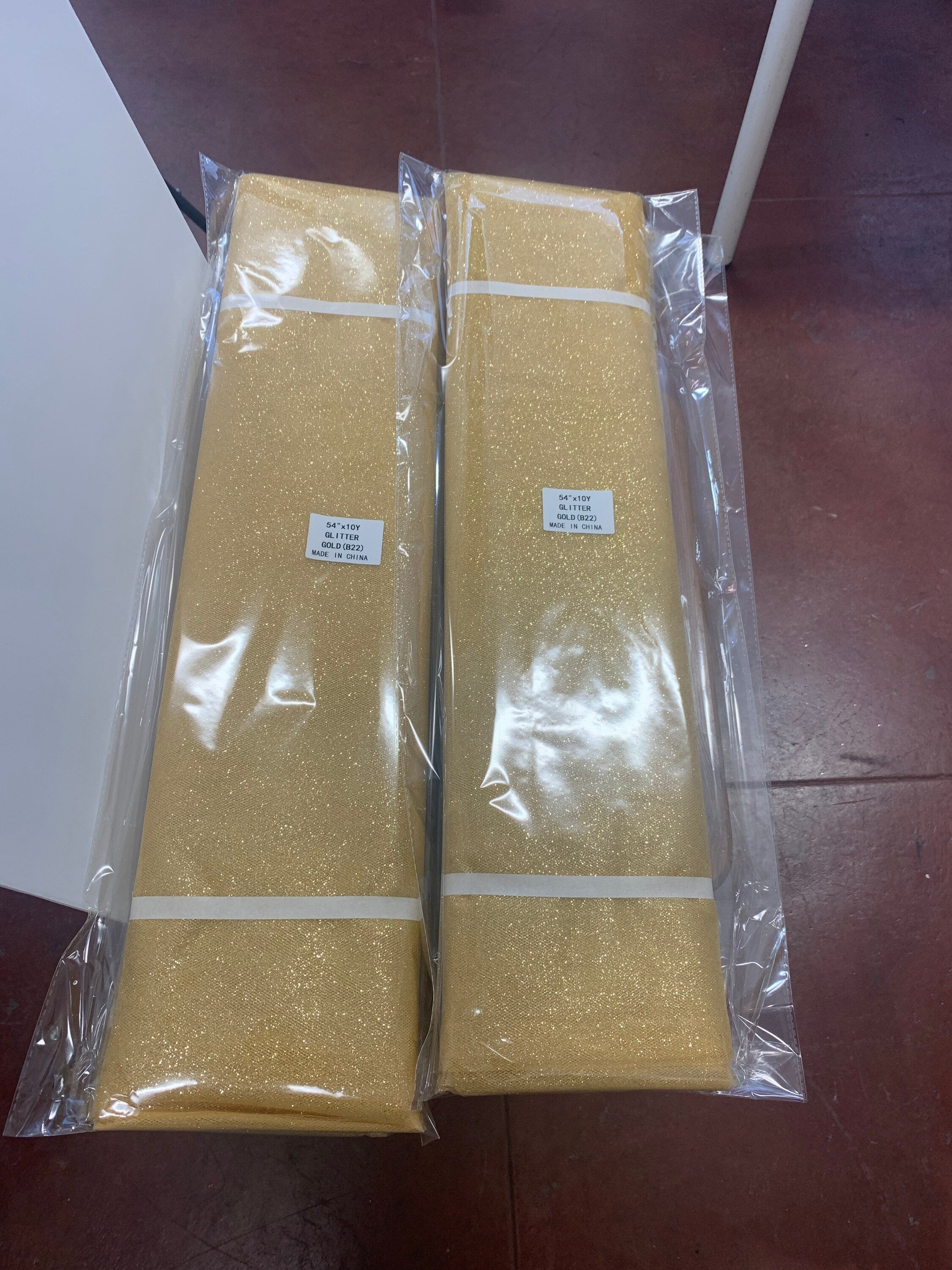 Gold color Glitter Tulle 10 yards 54" double fold, color gold with gold glitter. 10 yards.