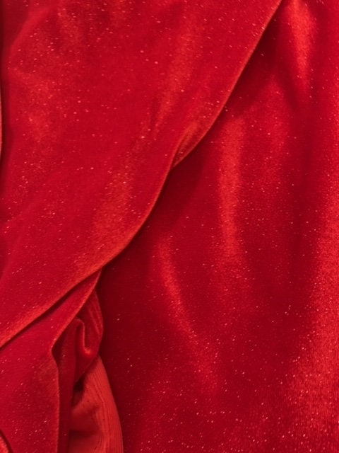 Sparkle Stretch velvet fabric 58/60" color Red.