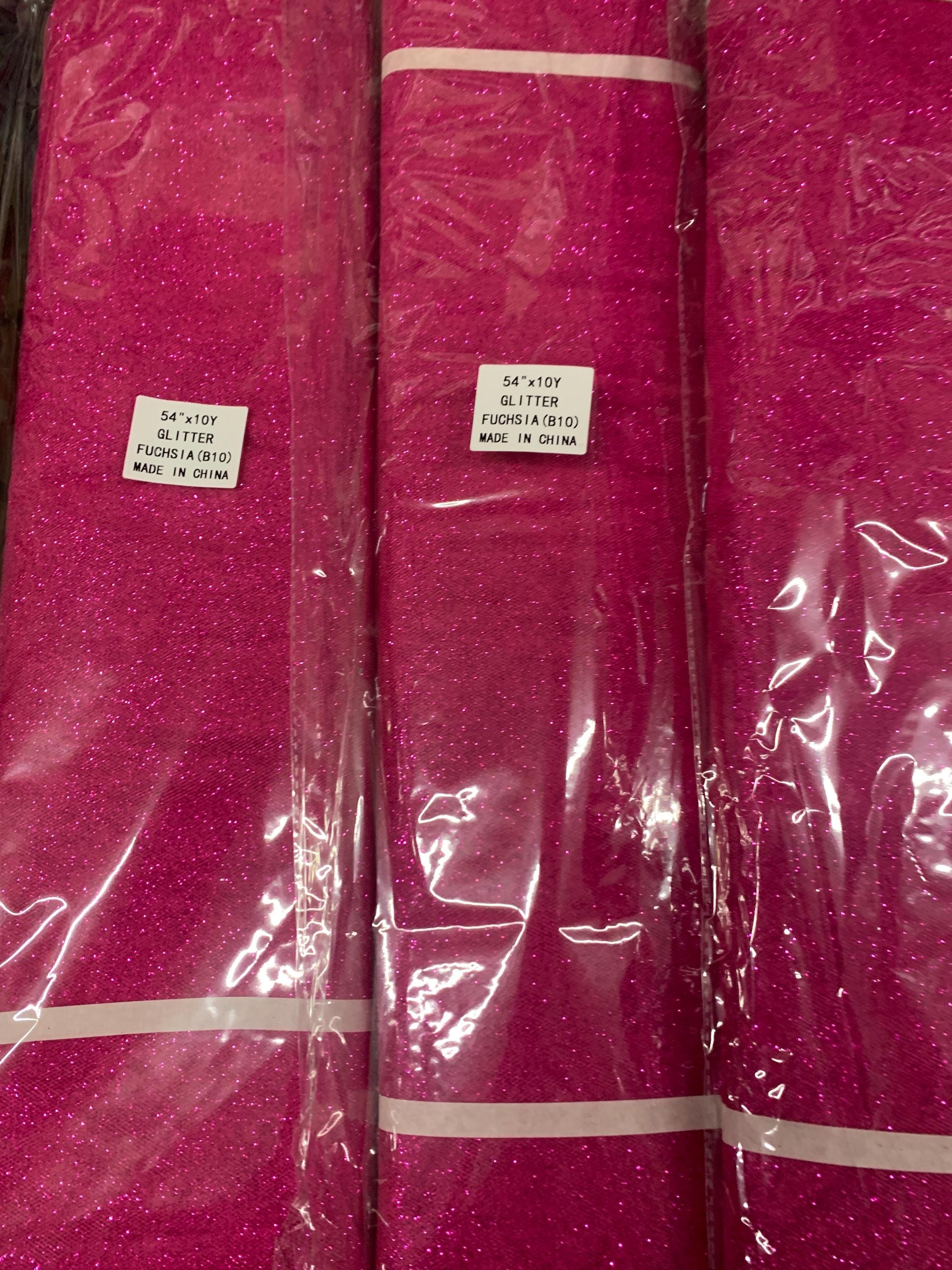 Fucshia Glitter Tulle 10 yards 54" double fold. uses for tutu's , Party decoration, Kids dance skirt and so on.