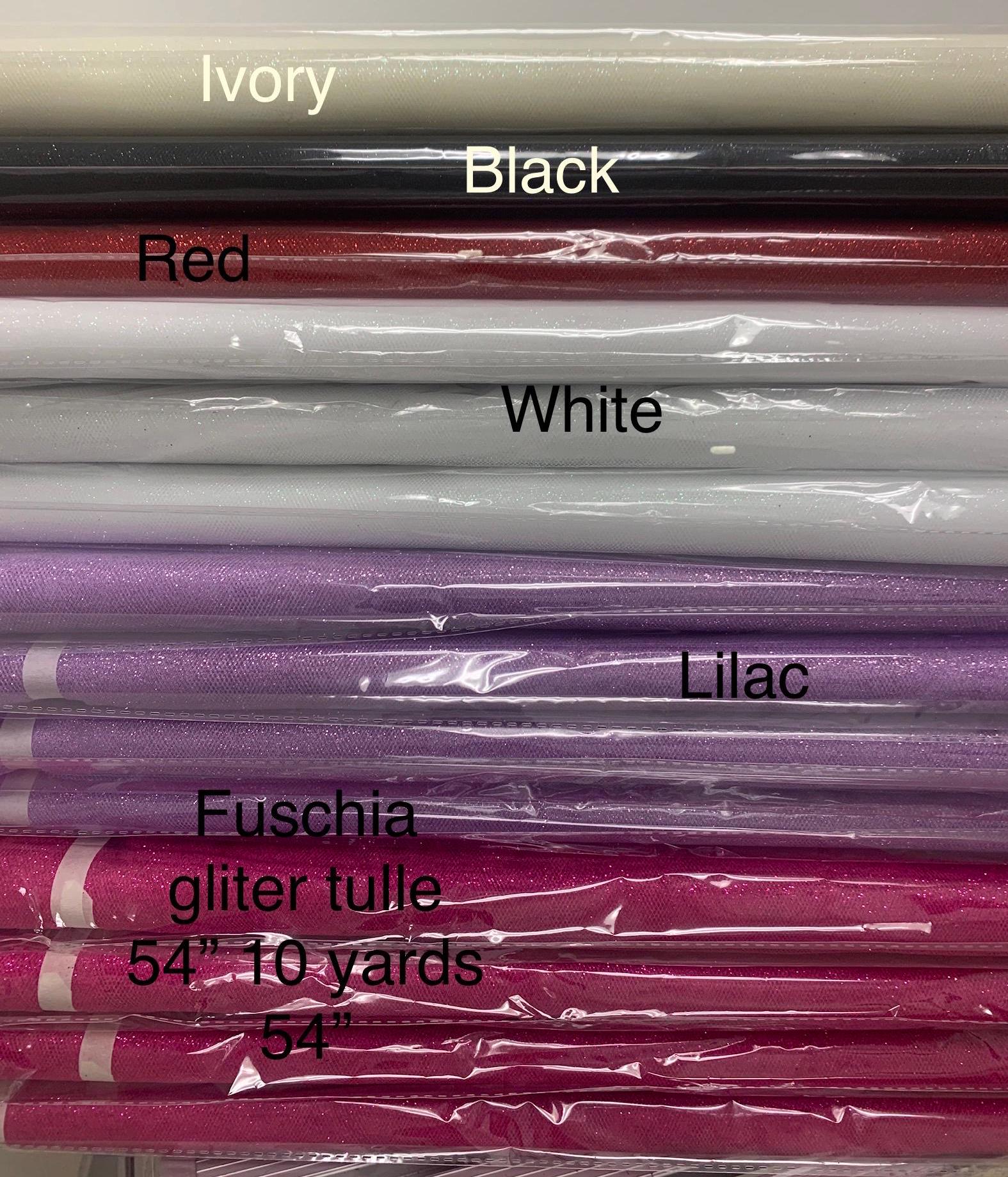 Glitter Tulle 54" double fold, 10 yards per pack. Known as gliter mesh fabric. gliter mesh fabric, illusion tulle fabric, gliter organza.
