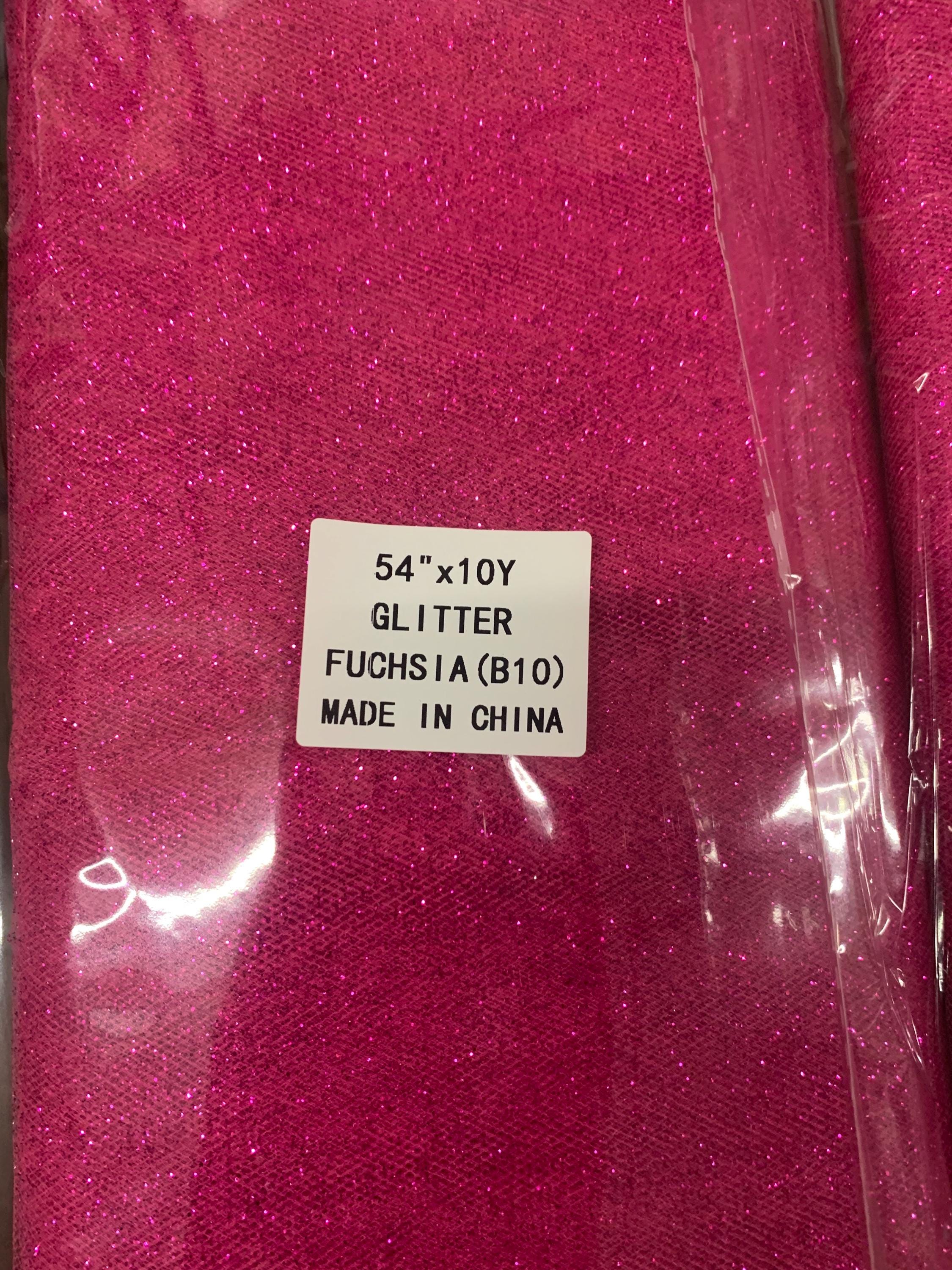 Fucshia Glitter Tulle 10 yards 54" double fold. uses for tutu's , Party decoration, Kids dance skirt and so on.