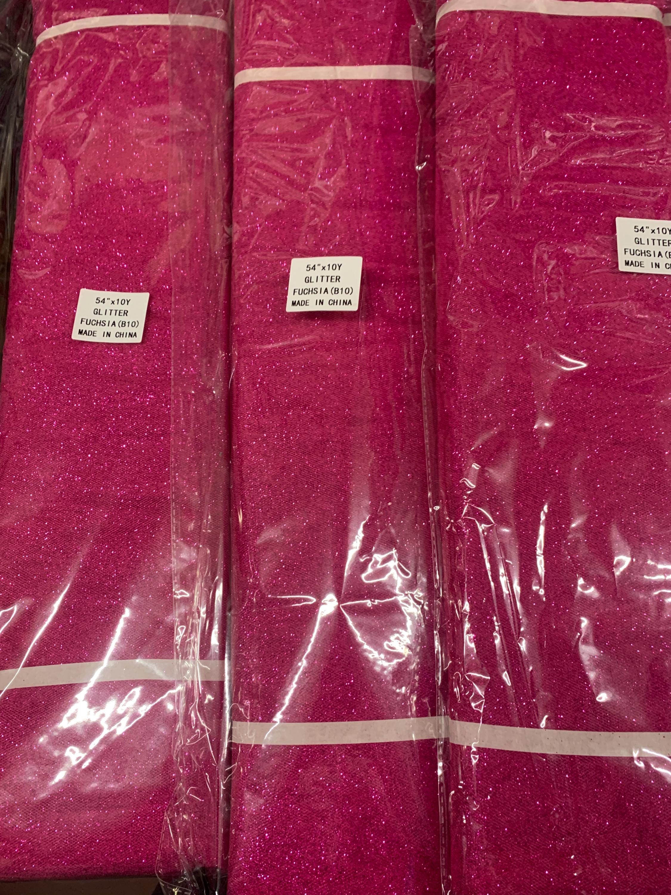 Fucshia Glitter Tulle 10 yards 54" double fold. uses for tutu's , Party decoration, Kids dance skirt and so on.
