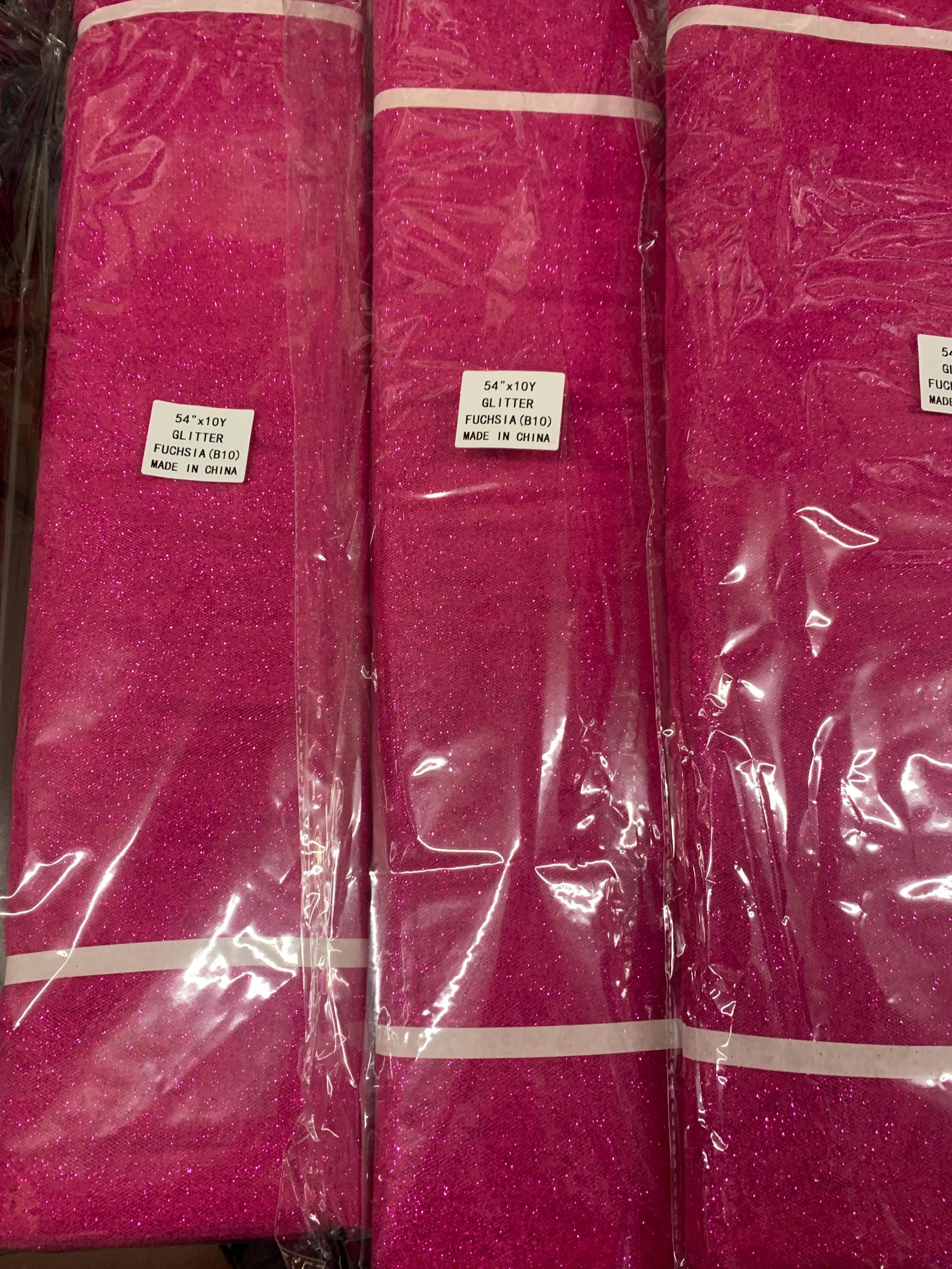 Fucshia Glitter Tulle 10 yards 54" double fold. uses for tutu's , Party decoration, Kids dance skirt and so on.