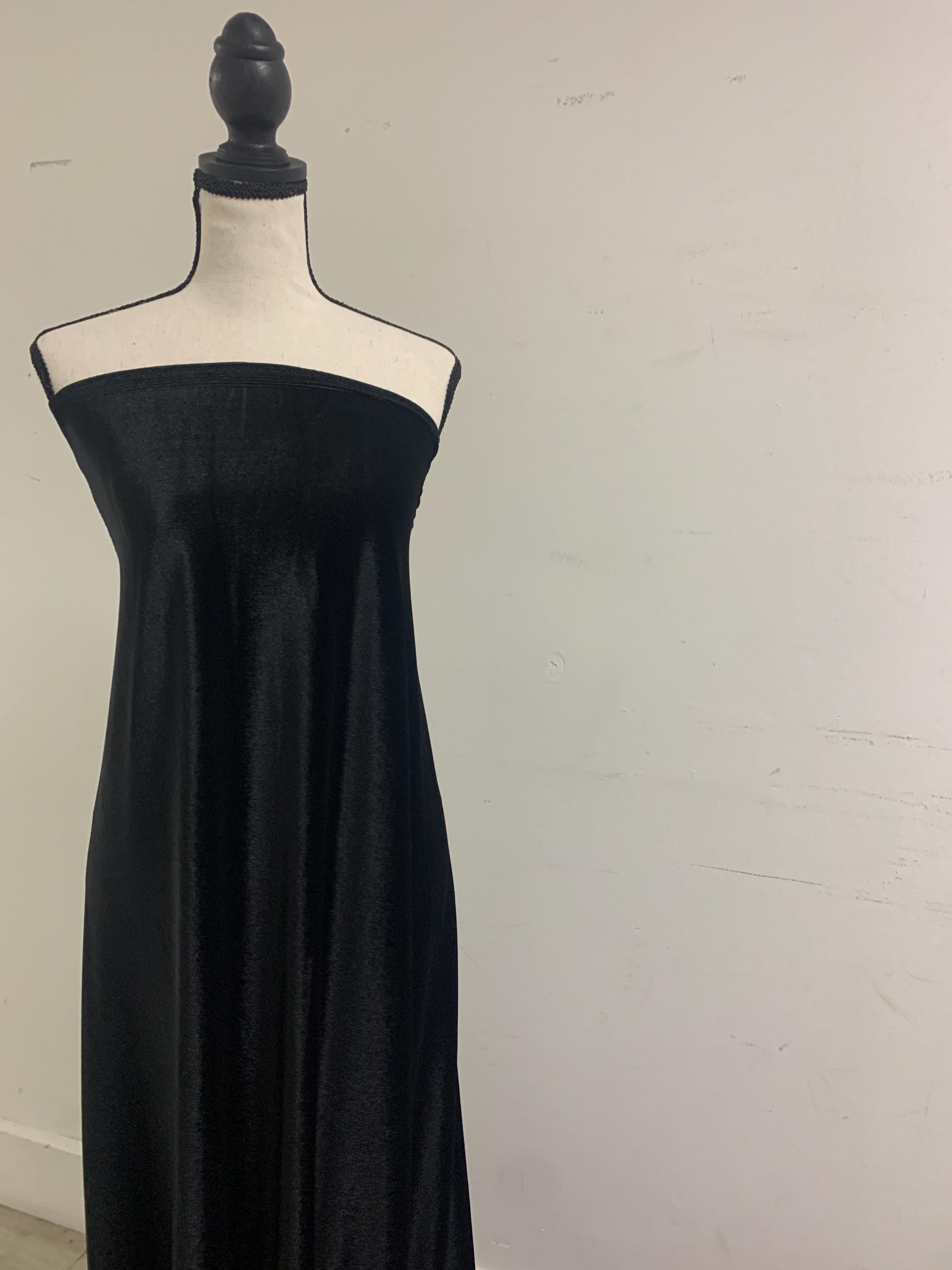 A 5 yard Stretch Velvet fabric, color Black width 58/60 inches.