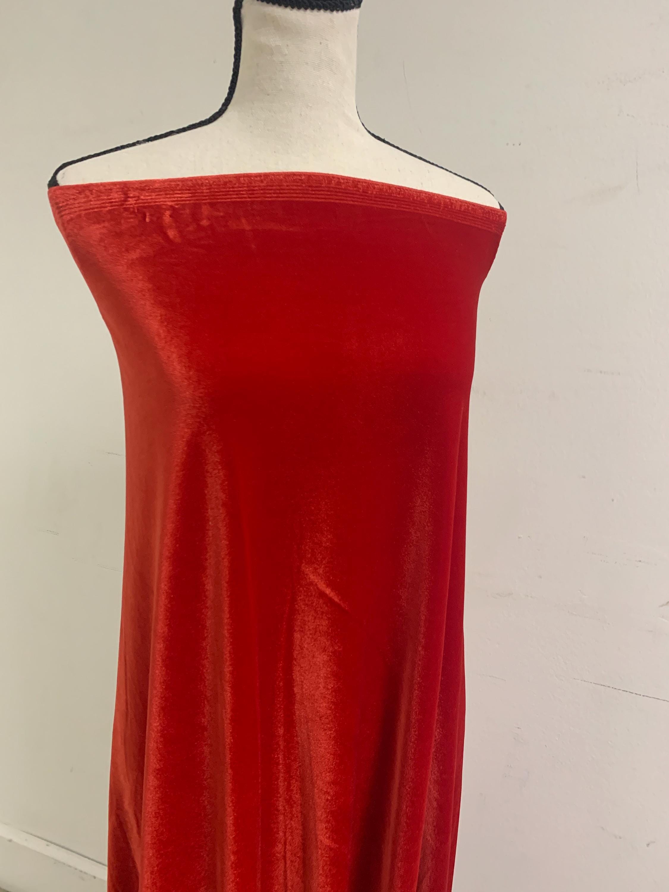 Stretch velvet fabric color Red 58/60" poly spandex.