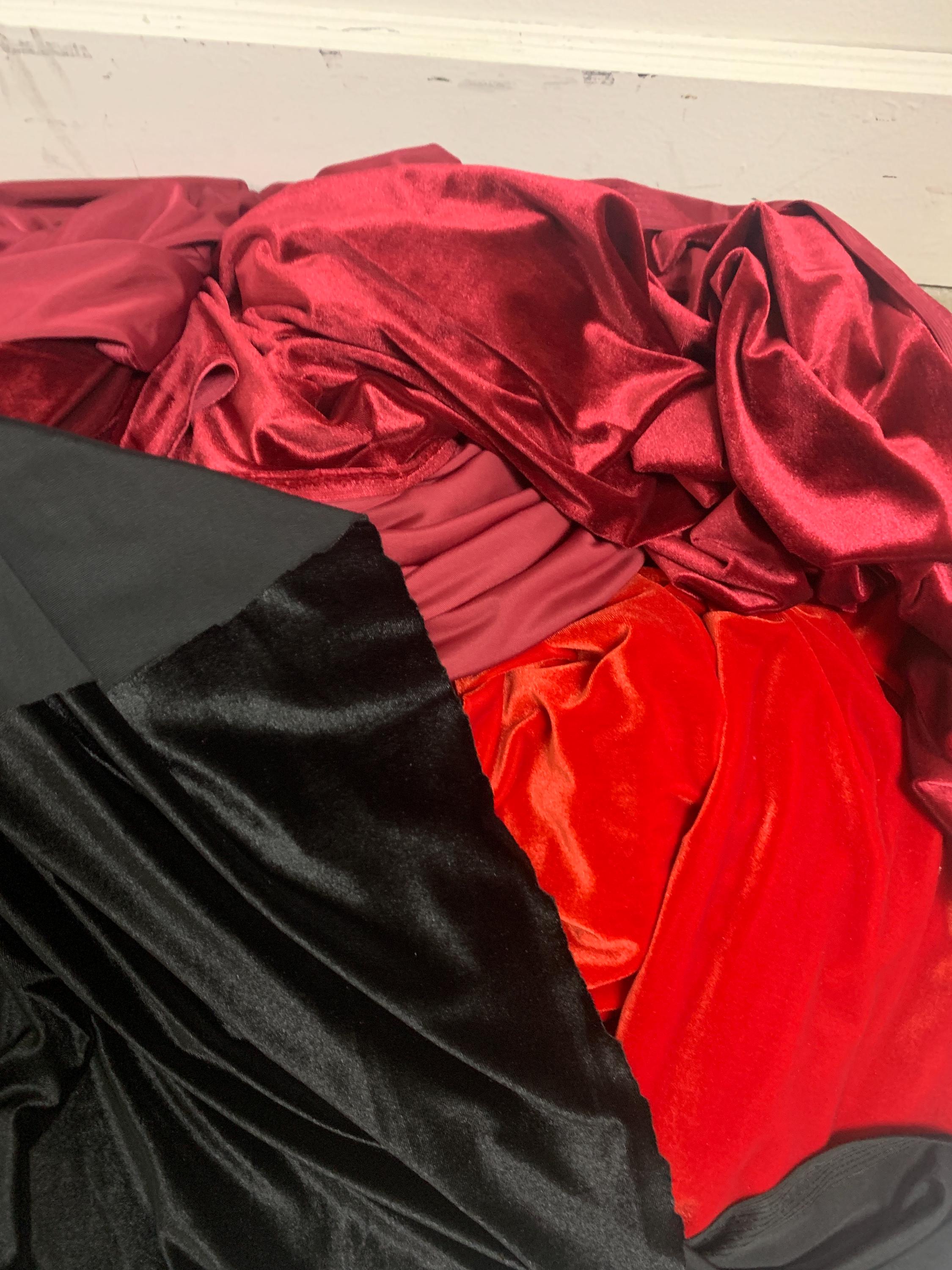 A 5 yard Stretch Velvet fabric, color Burgundy width 58/60 inches.