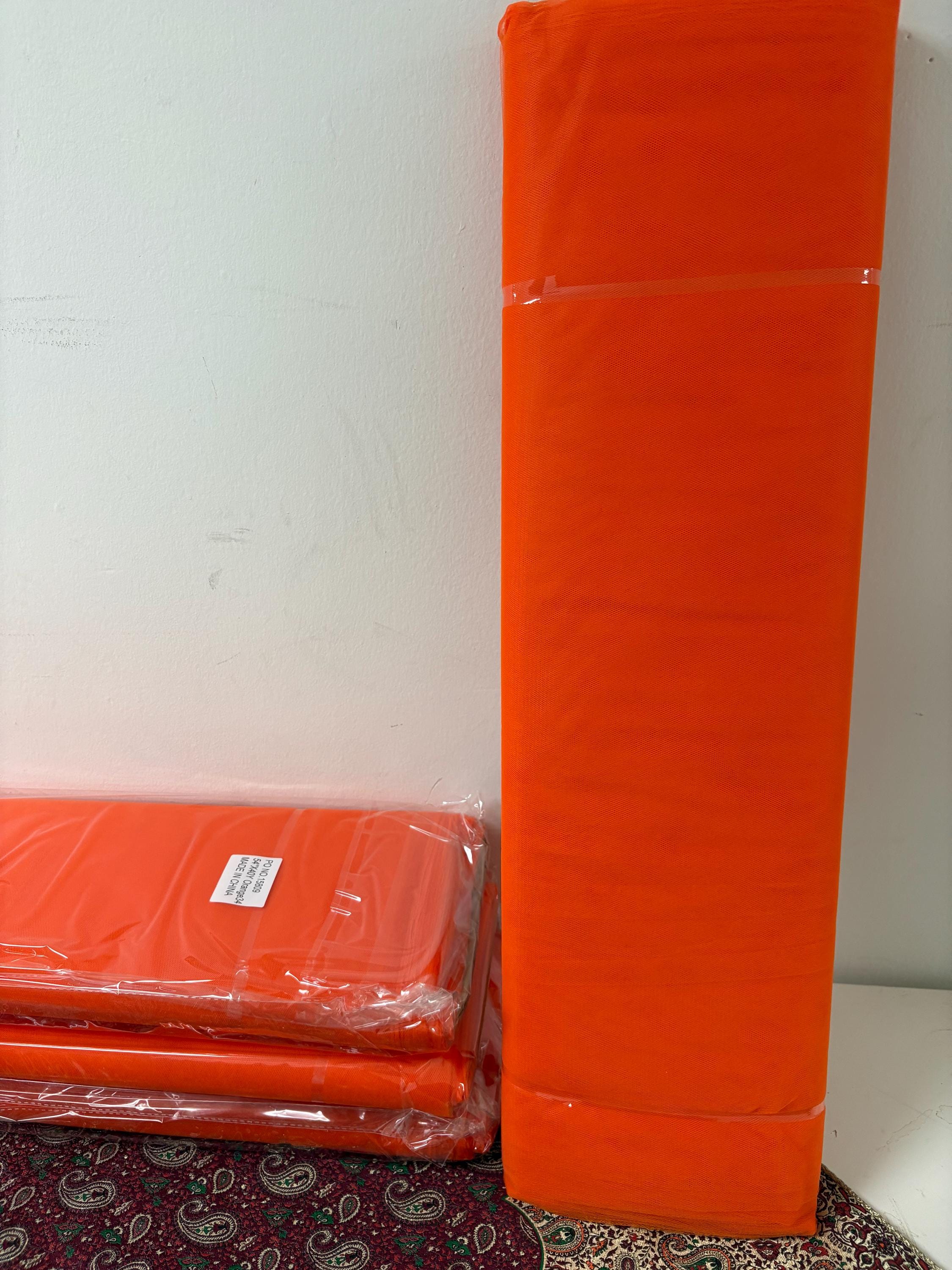 Color Orange 34 Tulle 1 bolt 40 yards width 54", double fold, . Tela de tul. use for party decoration. craft fabric. wedding vale and tutu