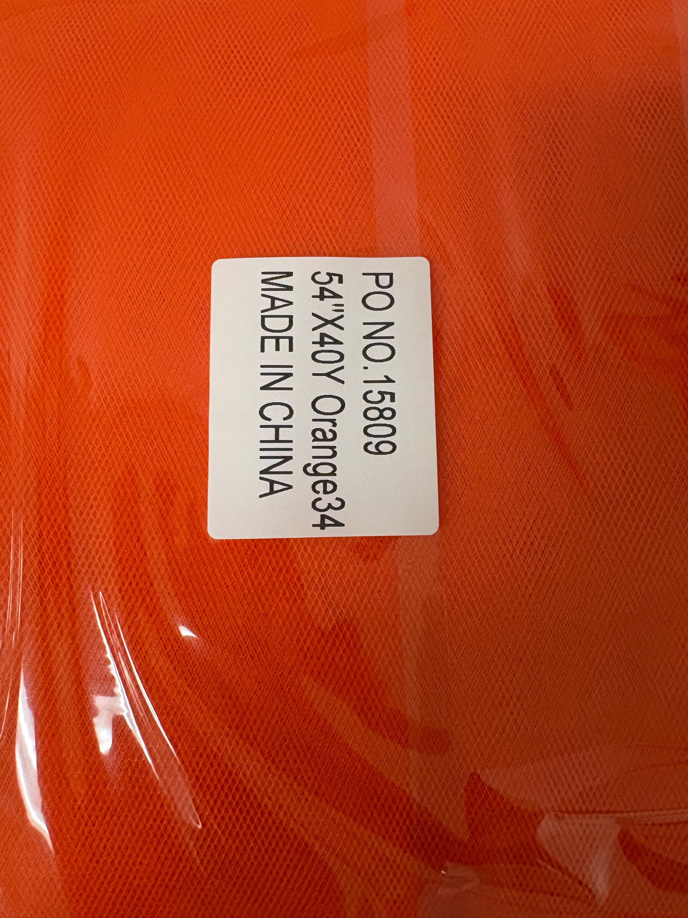Color Orange 34 Tulle 1 bolt 40 yards width 54", double fold, . Tela de tul. use for party decoration. craft fabric. wedding vale and tutu