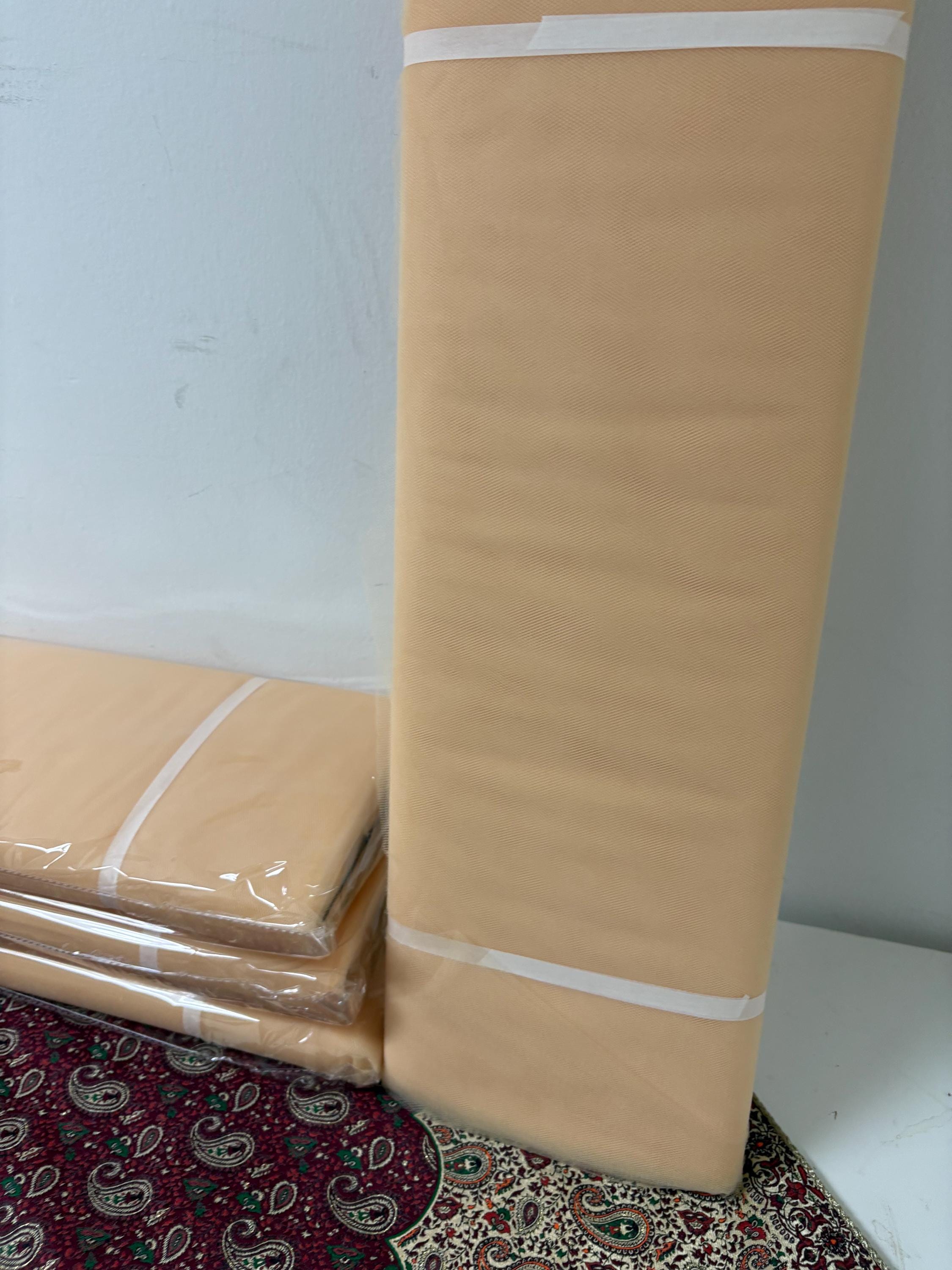 Color Beige 50 Tulle 1 bolt 40 yards width 54", double fold, . Tela de tul. use for party decoration. craft fabric. wedding vale and tutu