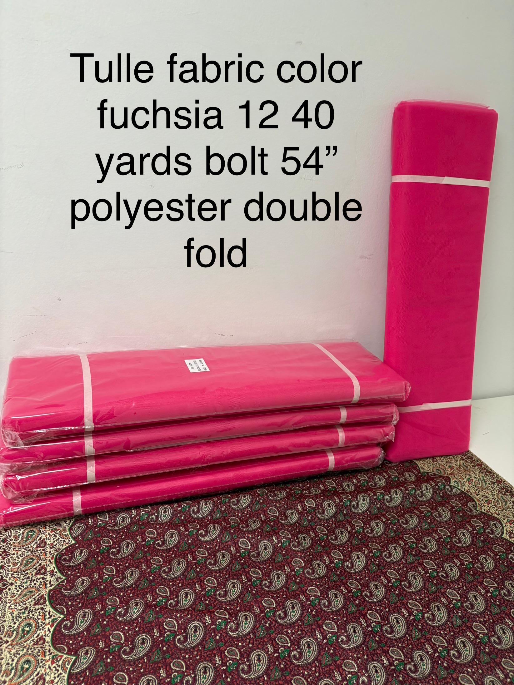 Color Fucshia 12 Tulle 1 bolt 40 yards width 54", double fold, . Tela de tul. use for party decoration. craft fabric. wedding vale and tutu