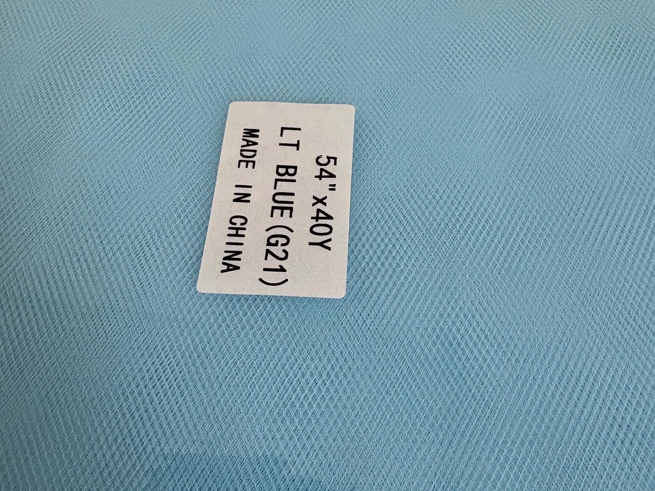Lt, Blue G21 Tulle 1 bolt 40 yards width 54", double fold, . Tela de tul. use for party decoration. craft fabric. wedding vale and tutu