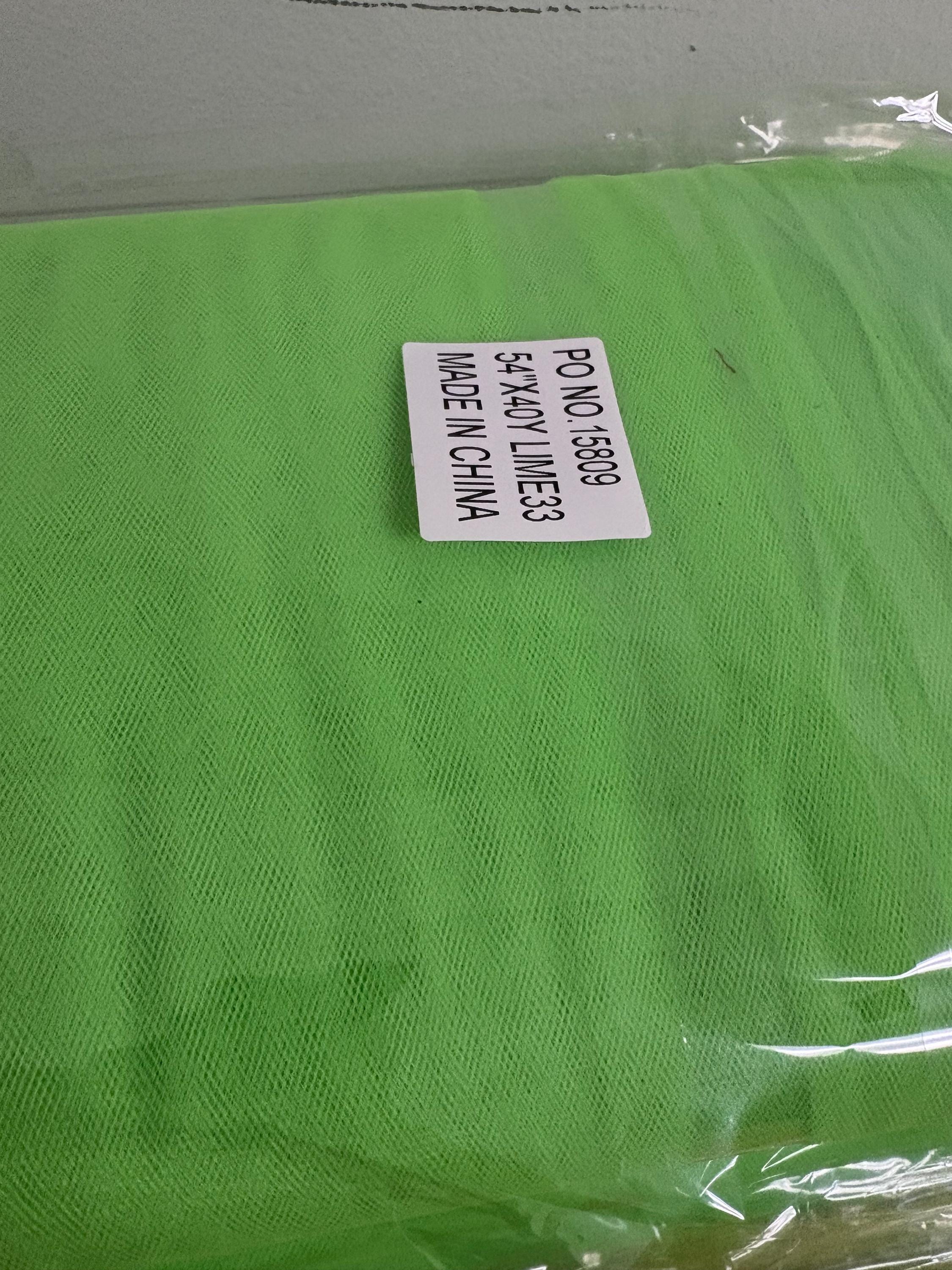 Color Lime 33 Tulle 1 bolt 40 yards width 54", double fold, . Tela de tul. use for party decoration. craft fabric. wedding vale and tutu