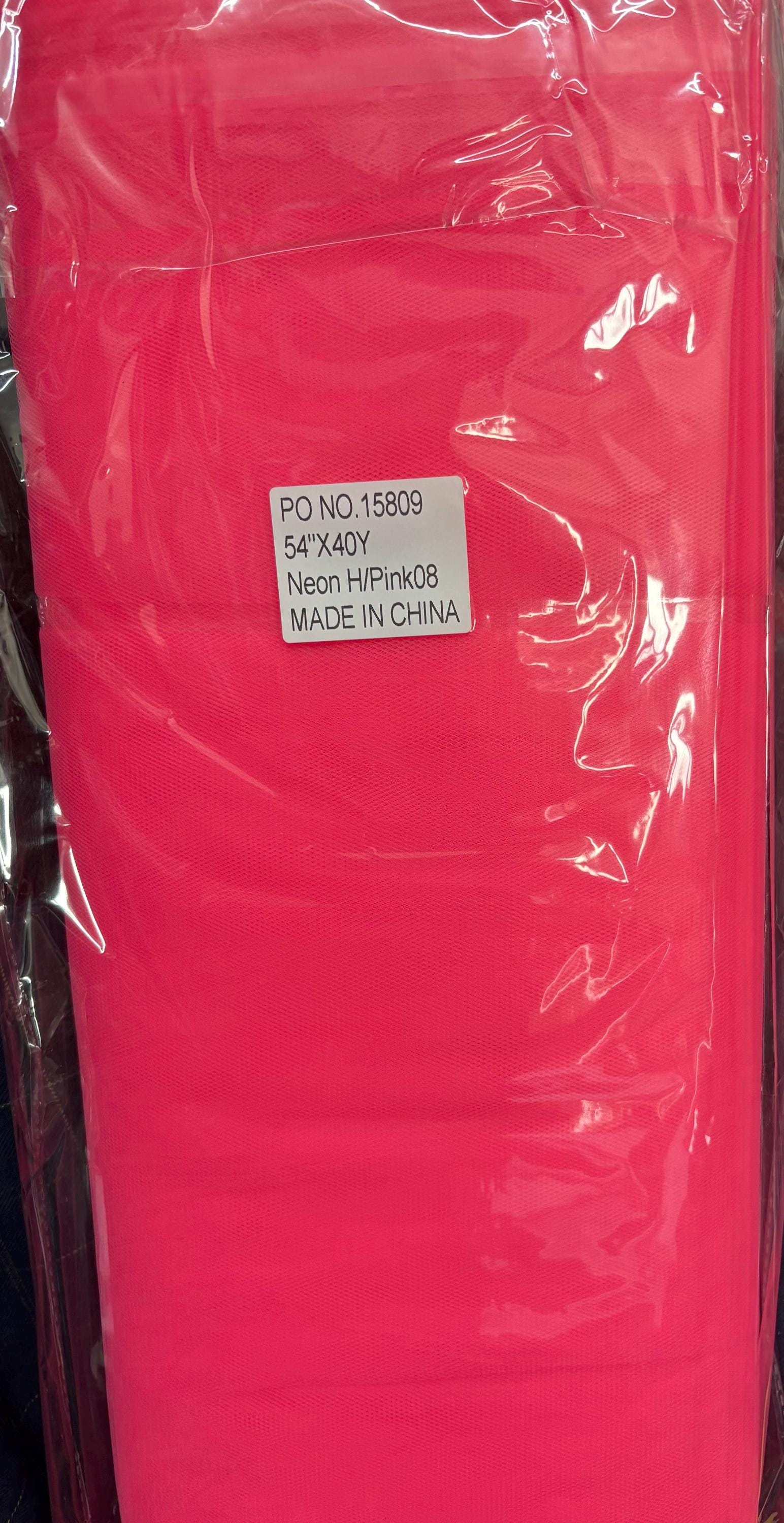 Color Neon hot pink o8 Tulle 1 bolt 40 yards width 54", double fold, . Tela de tul. use for party decoration. wedding vale and tutu.