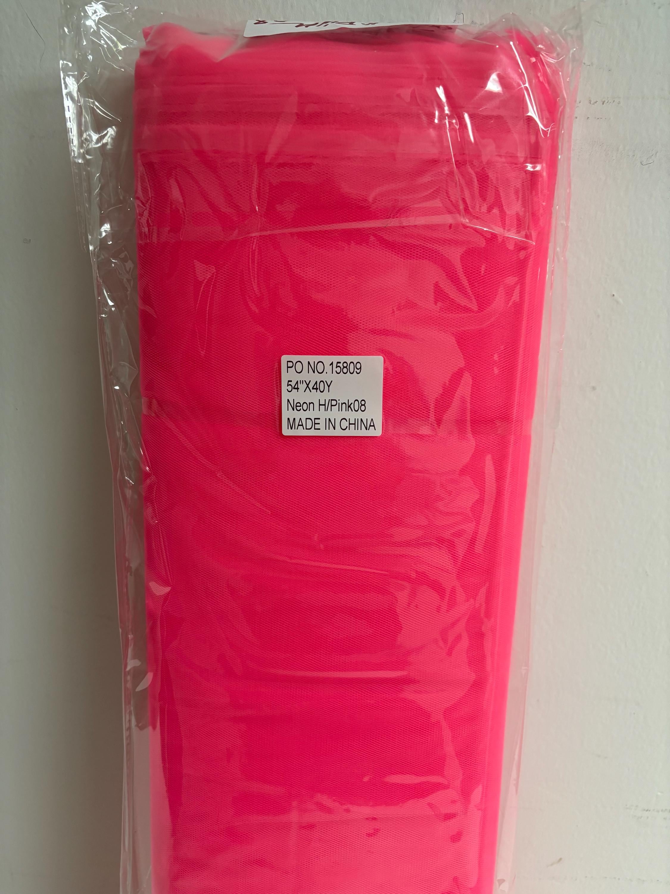 Color Neon hot pink o8 Tulle 1 bolt 40 yards width 54", double fold, . Tela de tul. use for party decoration. wedding vale and tutu.
