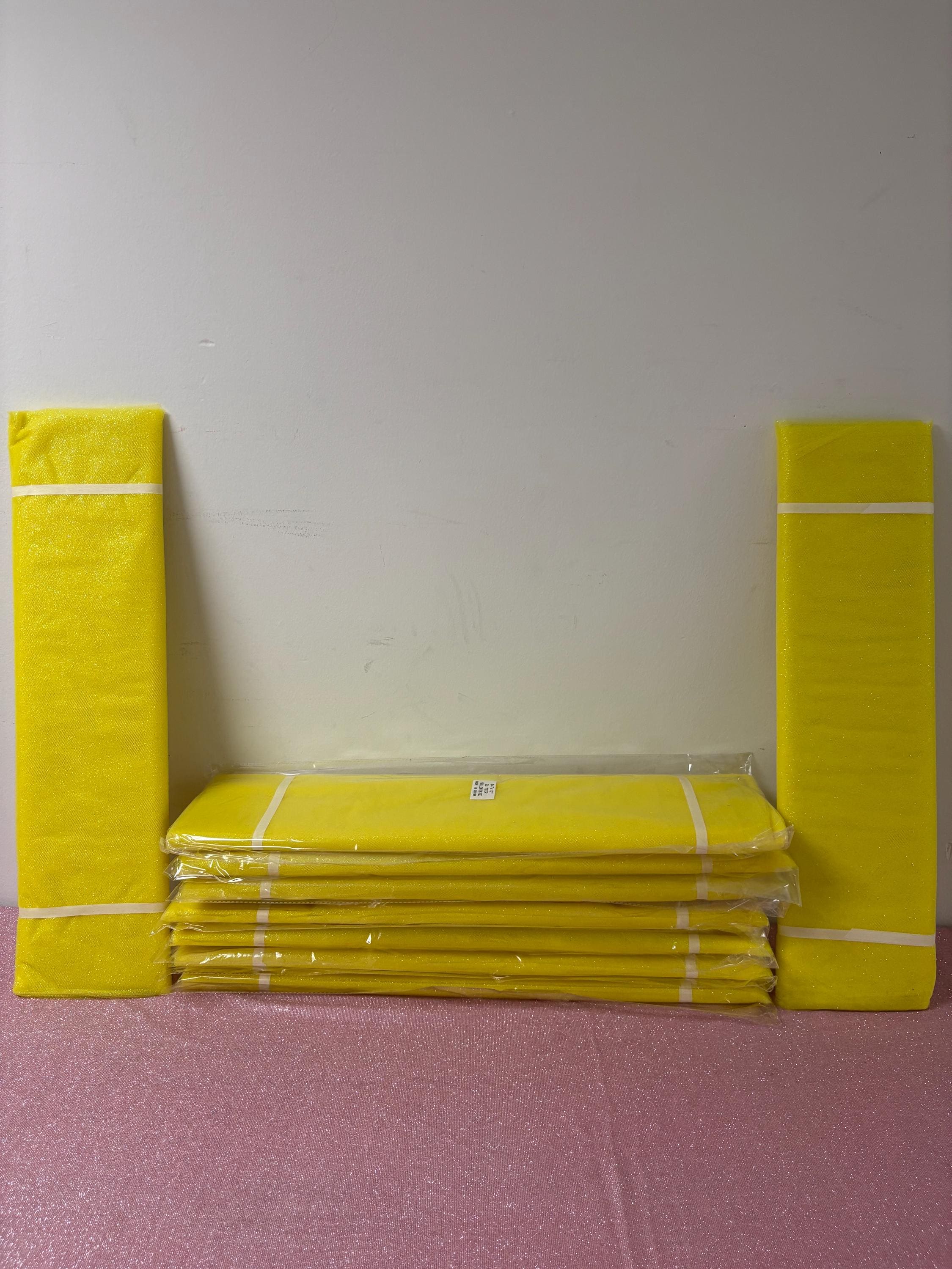 Yellow color Glitter Tulle 10 yards 54" double fold. 10 yards.