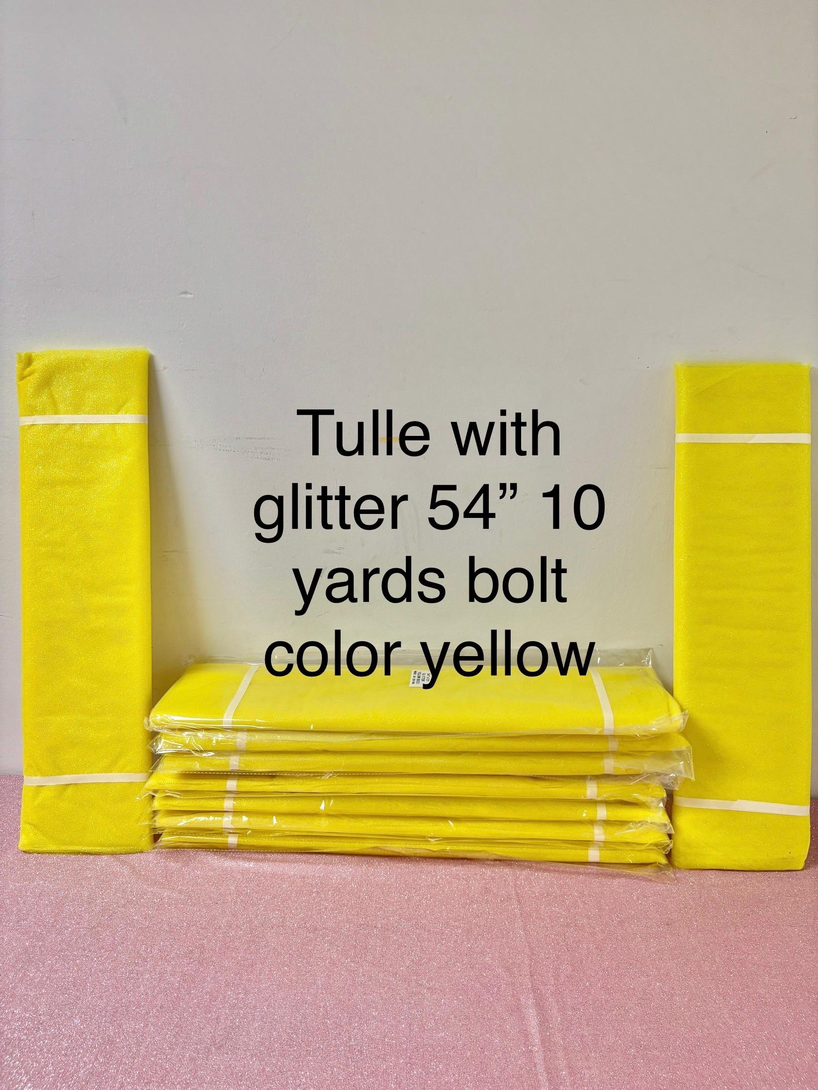 Yellow color Glitter Tulle 10 yards 54" double fold. 10 yards.