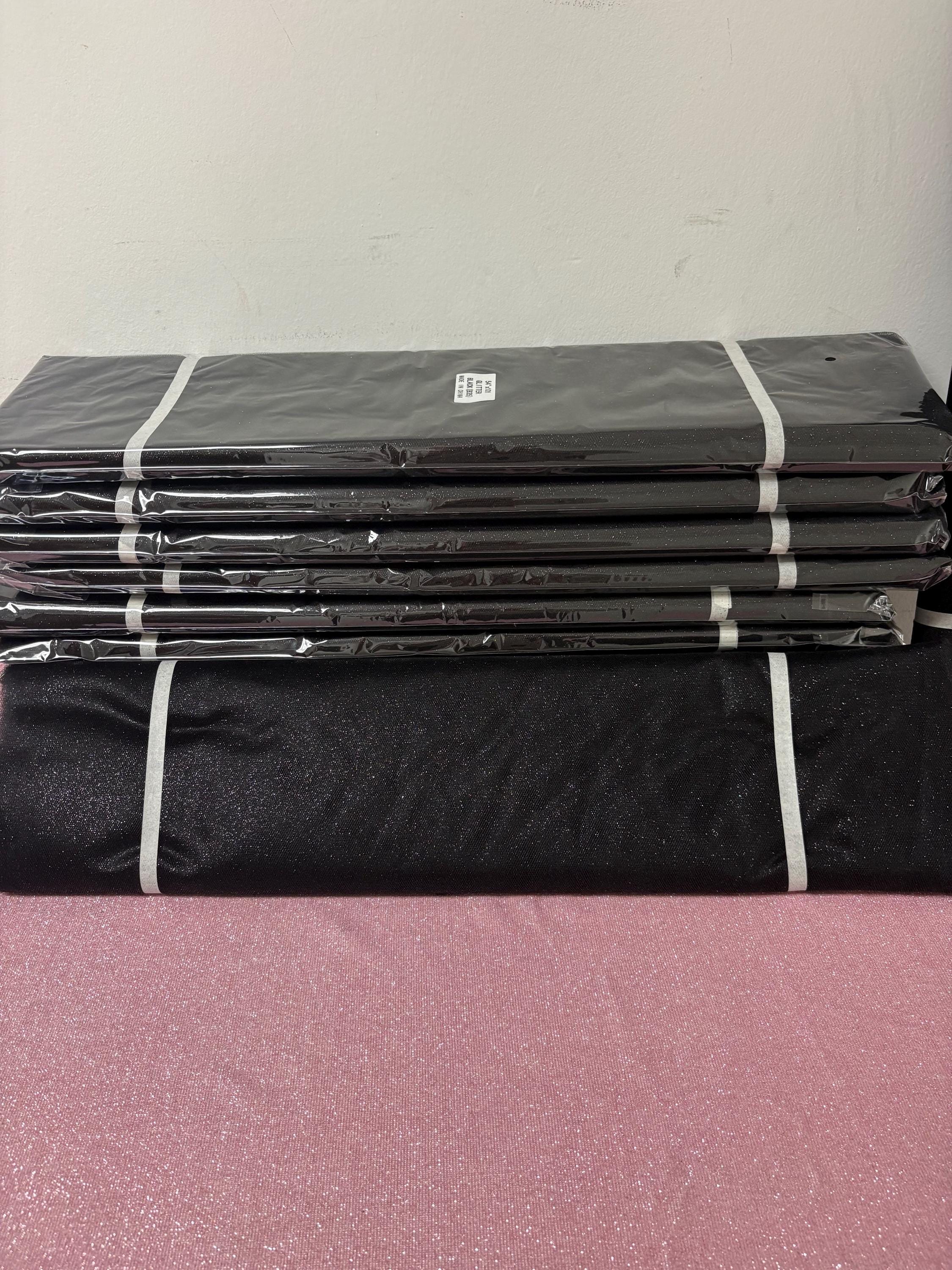 Black color Glitter Tulle 10 yards 54" double fold, with silver glitter. 10 yards.