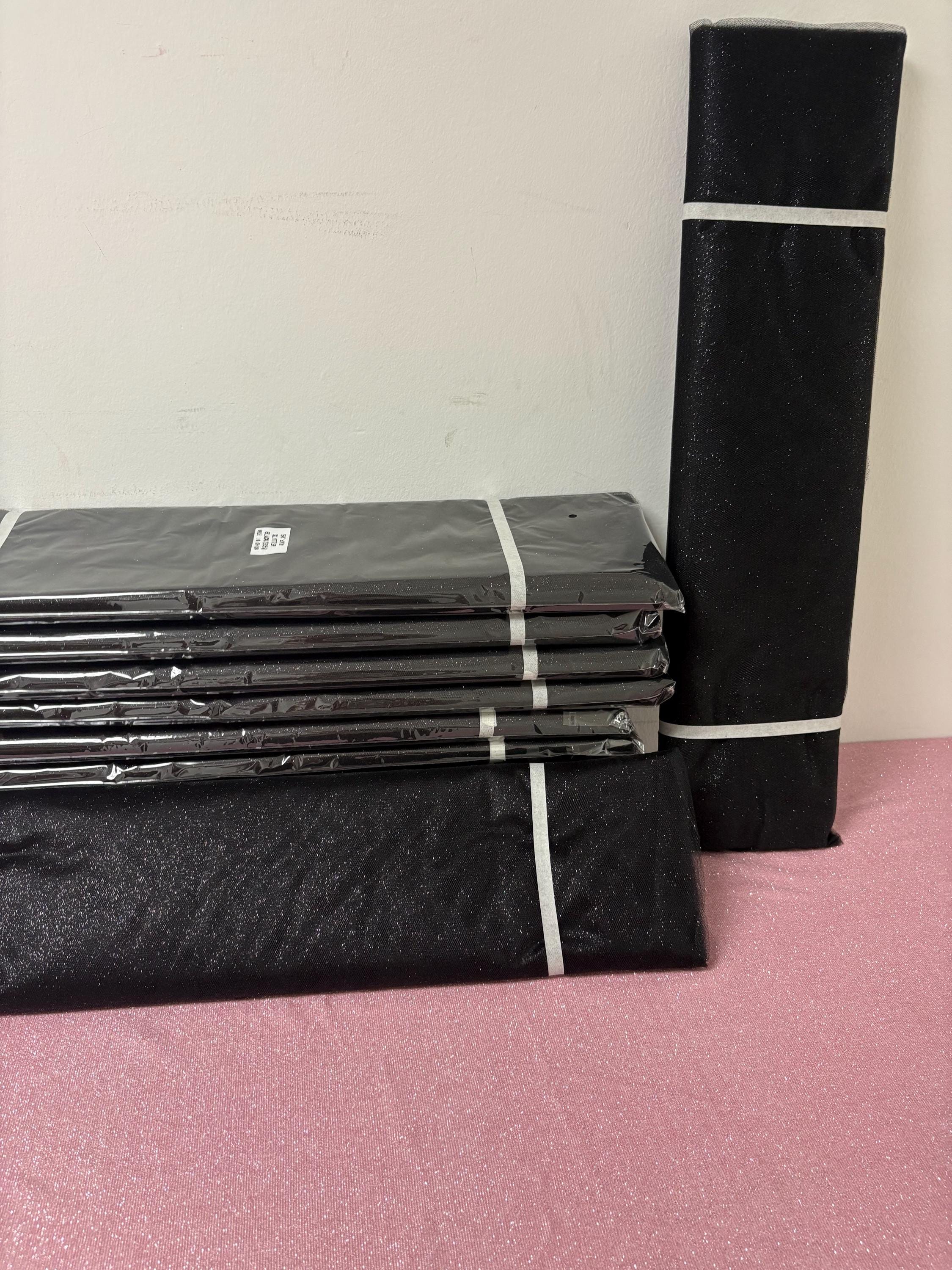 Black color Glitter Tulle 10 yards 54" double fold, with silver glitter. 10 yards.