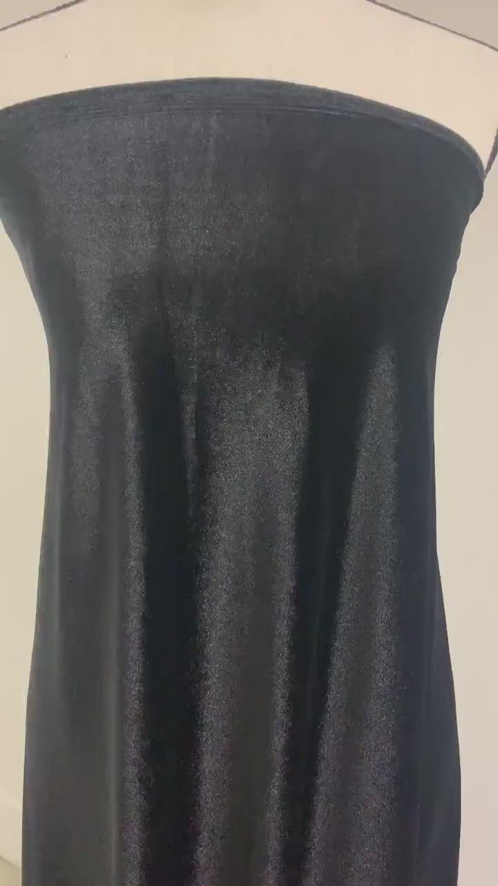 A 5 yard Stretch Velvet fabric, color Black width 58/60 inches.