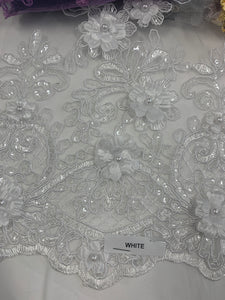 Lace design 3D ws21-229 sequins embroidery beaded double scalloped 49/50”