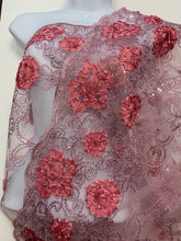 Load image into Gallery viewer, Lace embroidery sequins double scalloped fabric.width 49/50”