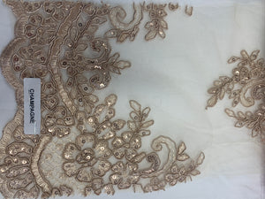 Lace design sw21-211 double scalloped sequins embroidery