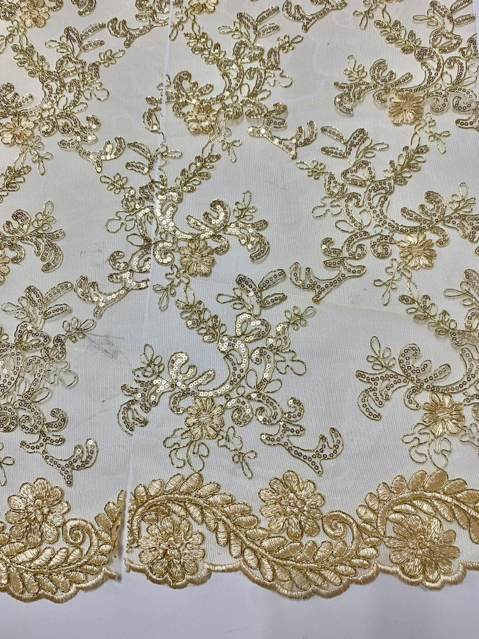 Lace Fabric - Gold - 49" Width - Ref. T-700