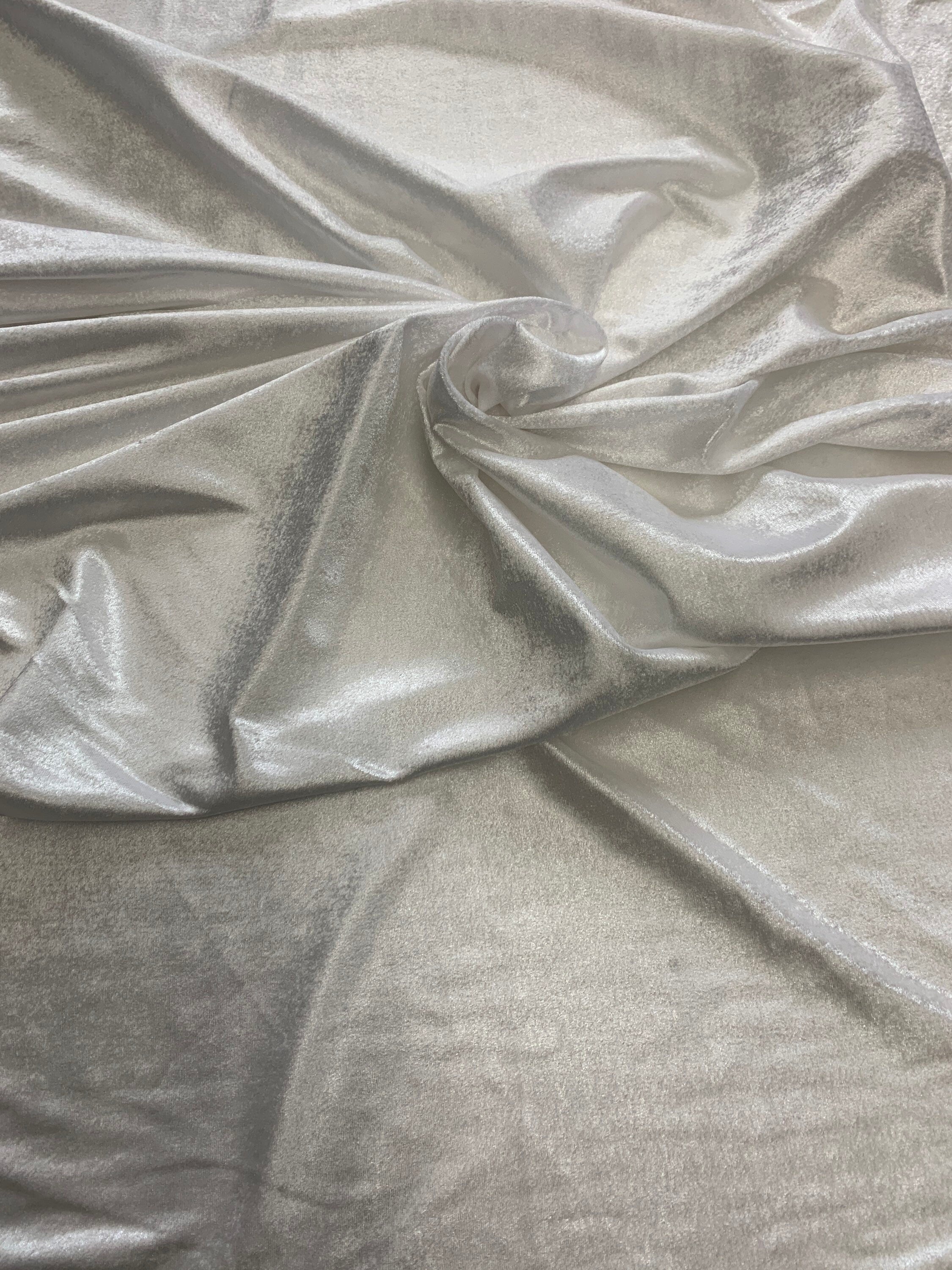 White Pane Velour fabric, sparkle, width 58/60" in color white, free sample.