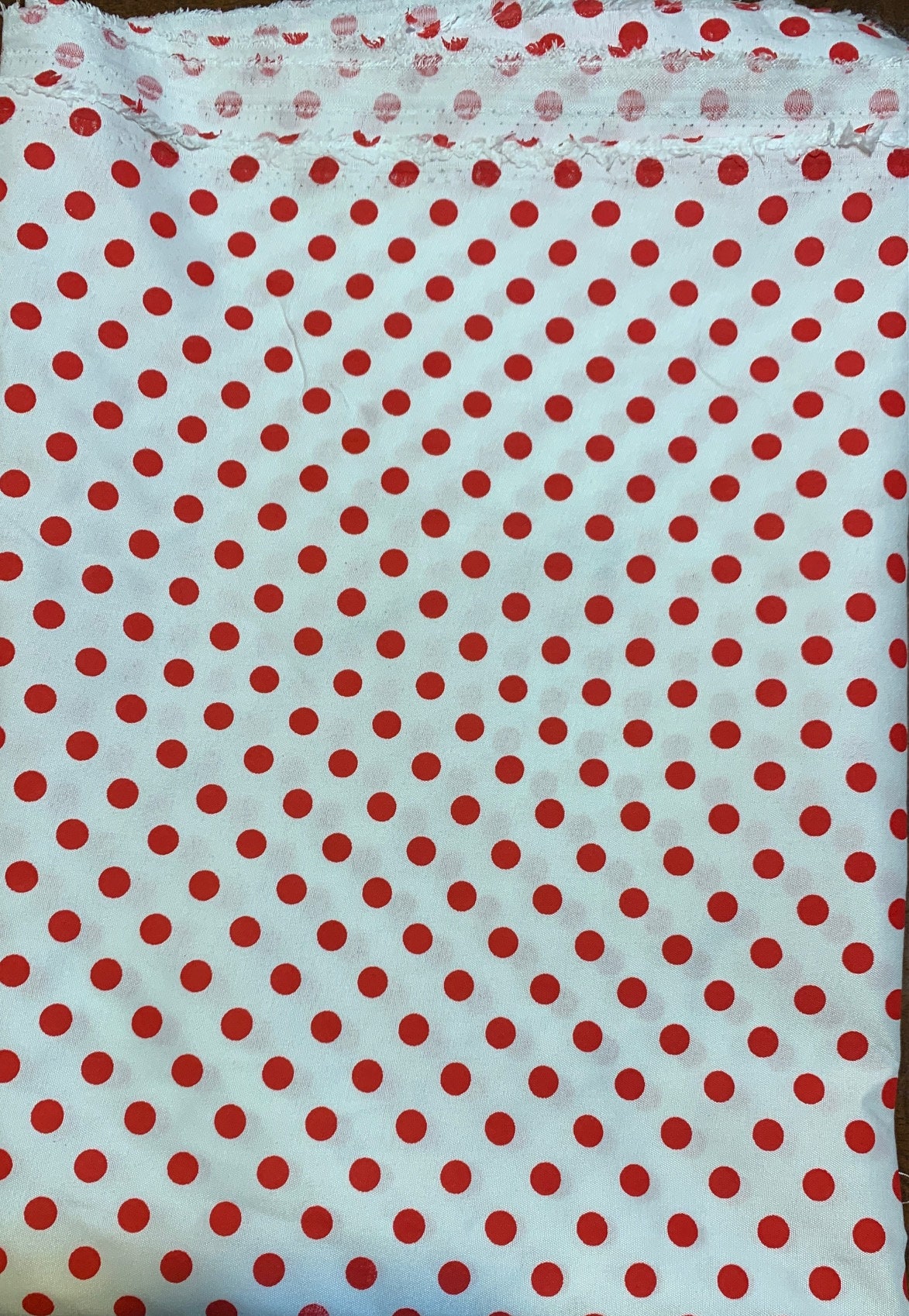 Broadcloth Polk Dot Fabrics - White/Red - 58" Width