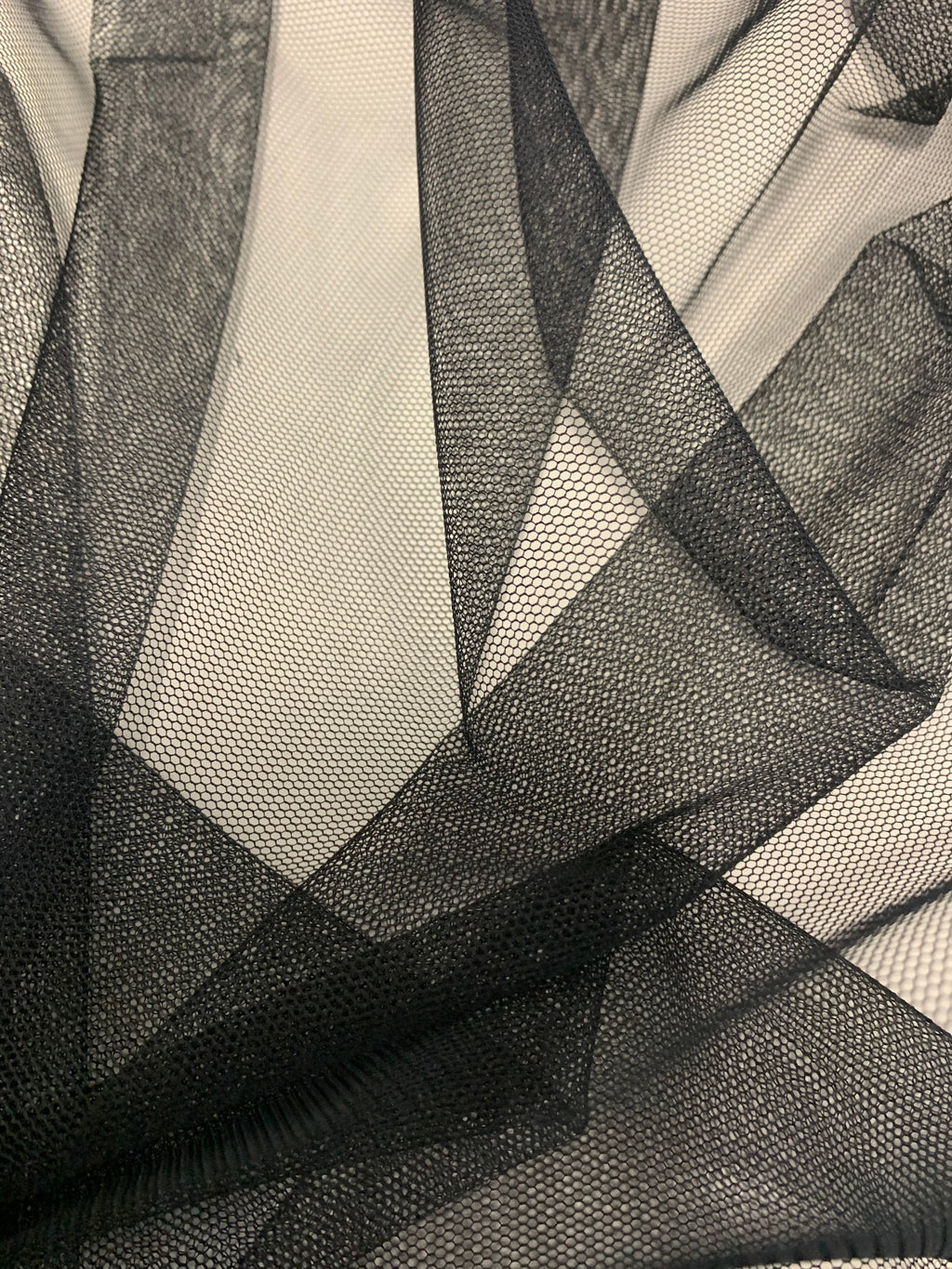 A 2 yards cut Black Mesh Fabric. 100% polyester, width 55 inches. sell by a 2 yards increment continuous.