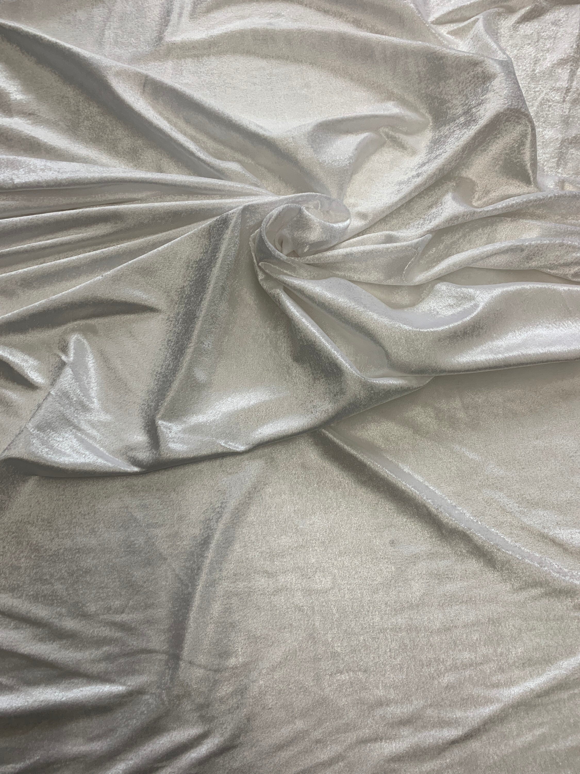 White Pane Velour fabric, sparkle, width 58/60" in color white, free sample.