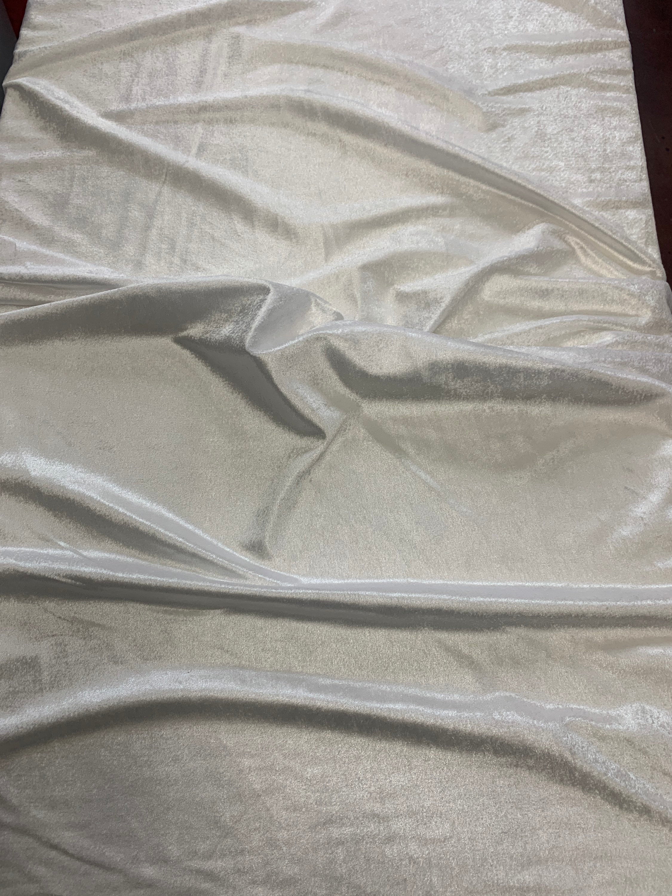White Pane Velour fabric, sparkle, width 58/60" in color white, free sample.