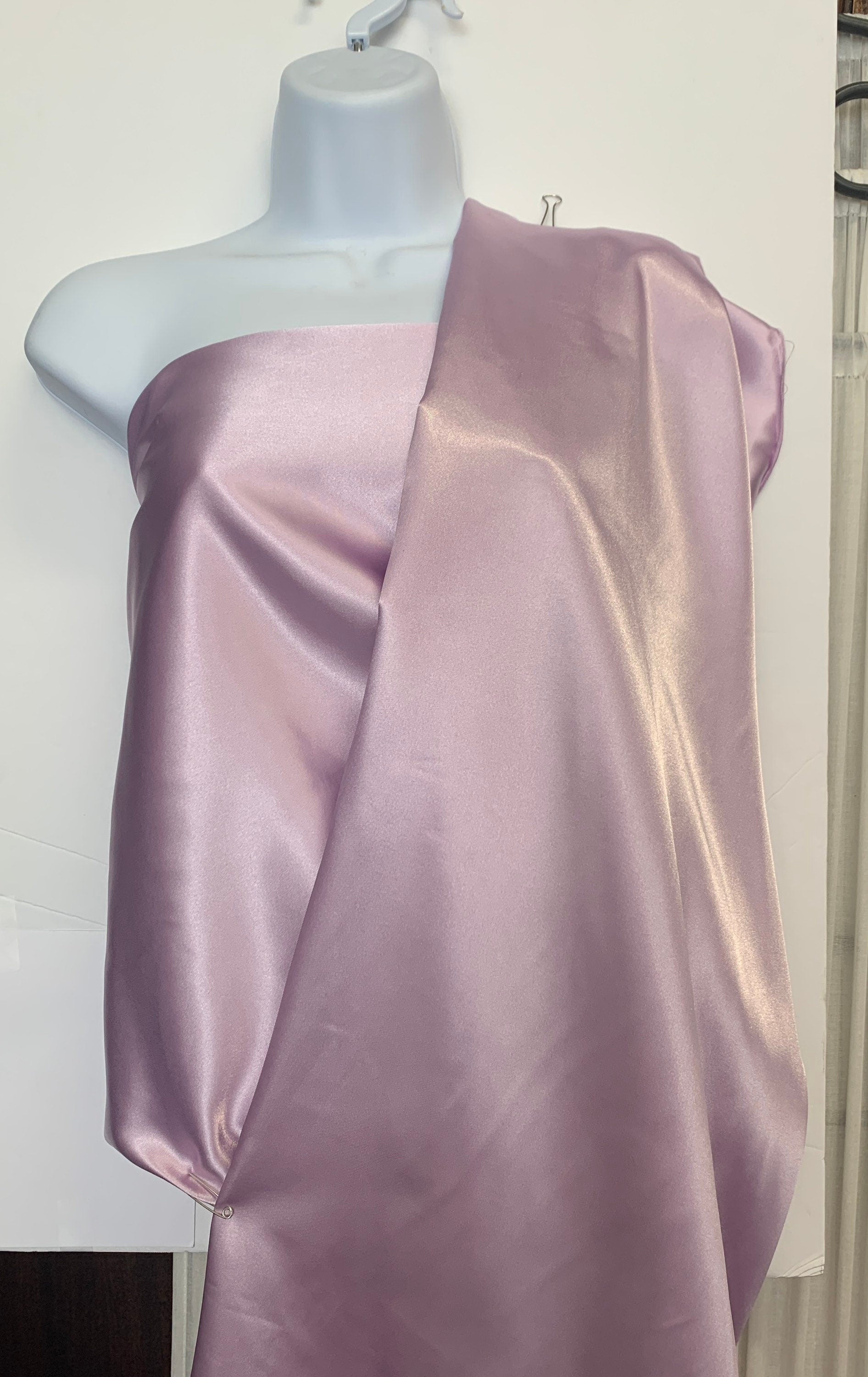 Bridal satin color Lavender 170, width 59/60 inches sample available upon request