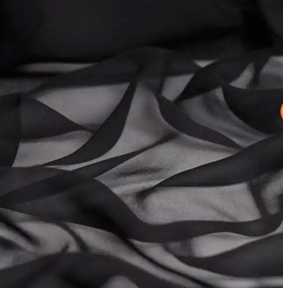 Black Chiffon fabric width 58/60 inches 100% polyester, soft sheer see through fabric, suitable for lingerie, making sheer dress.