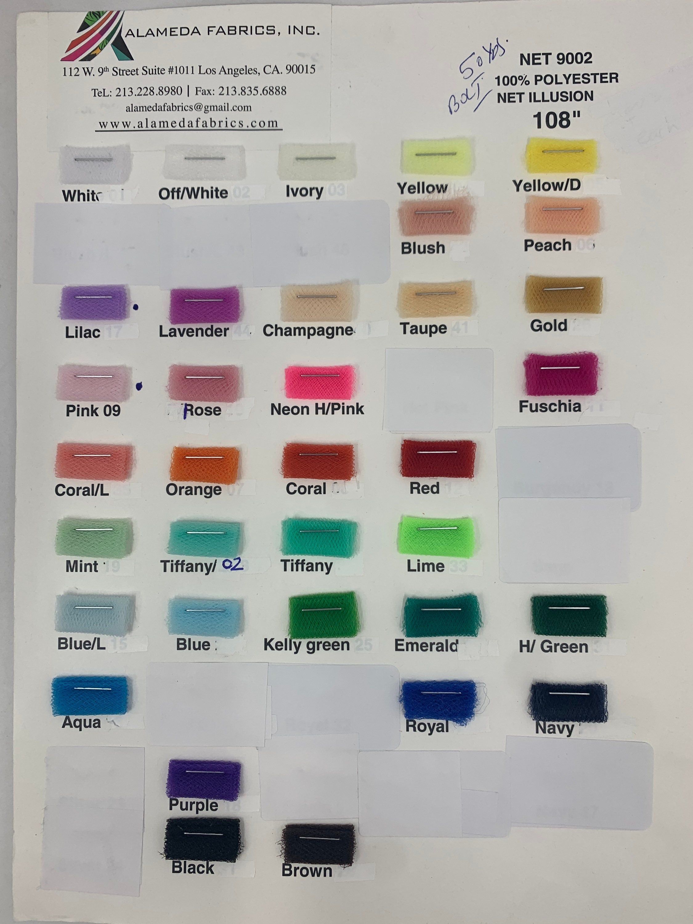 50 yards Illusion tulle fabric .width: 108 inches packed 4 fold bolt. 100% polyester, common uses in bridal line, tutu's. Tela de tul 108”