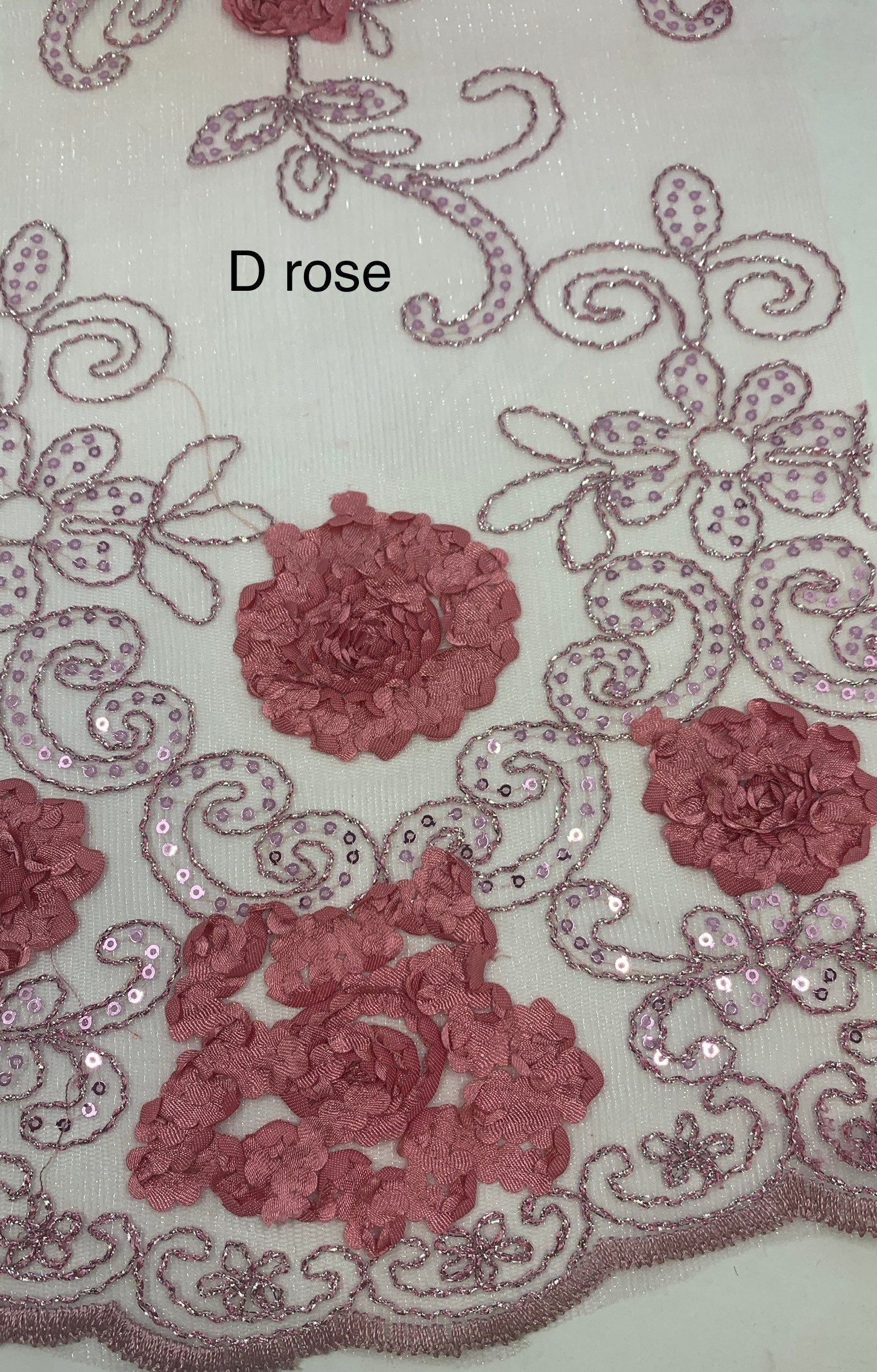 Lace fabric design 600 sell by yard double scalloped embroidery sequins color mint