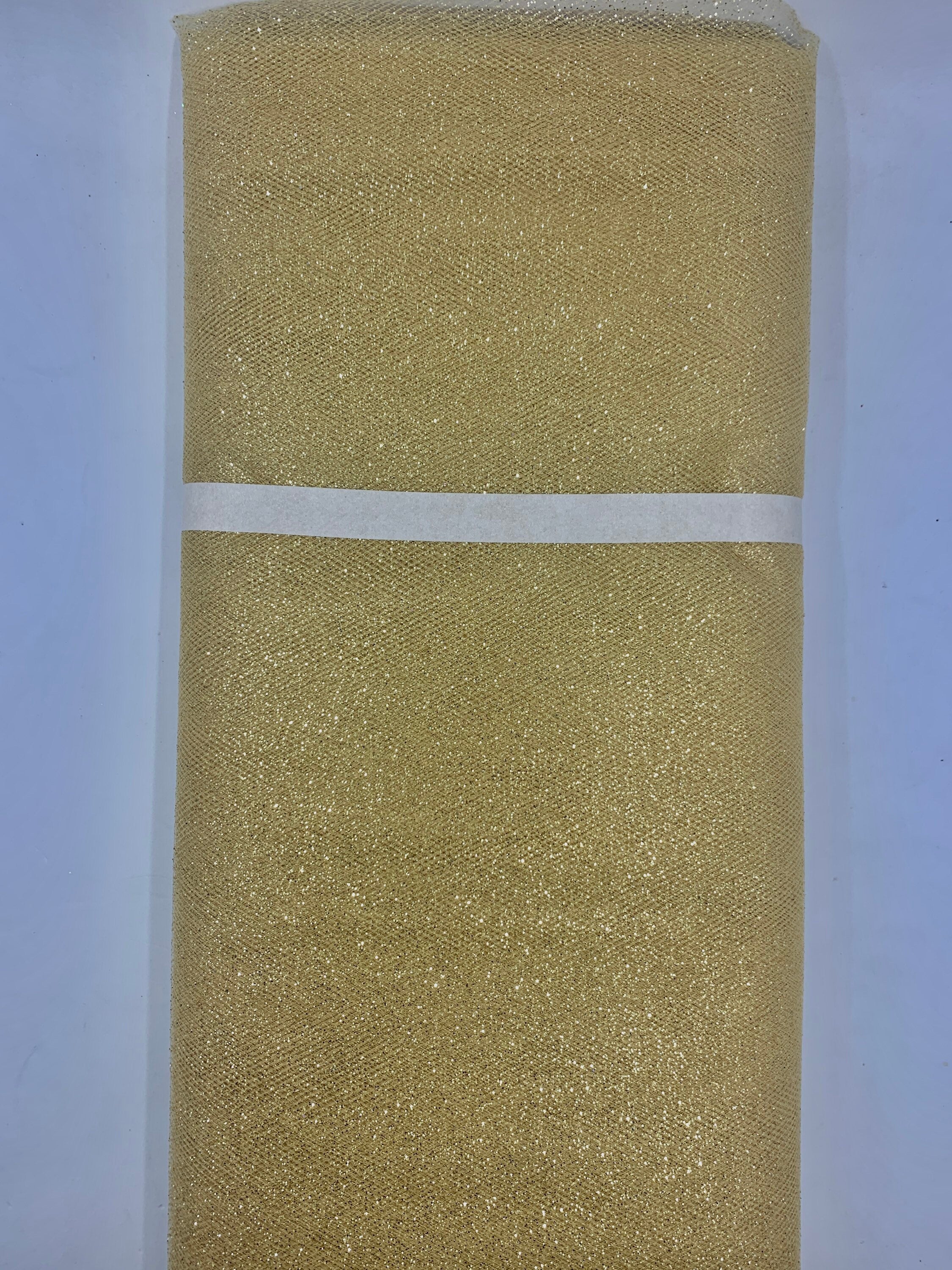 Gold color Glitter Tulle 10 yards 54" double fold, color gold with gold glitter. 10 yards.