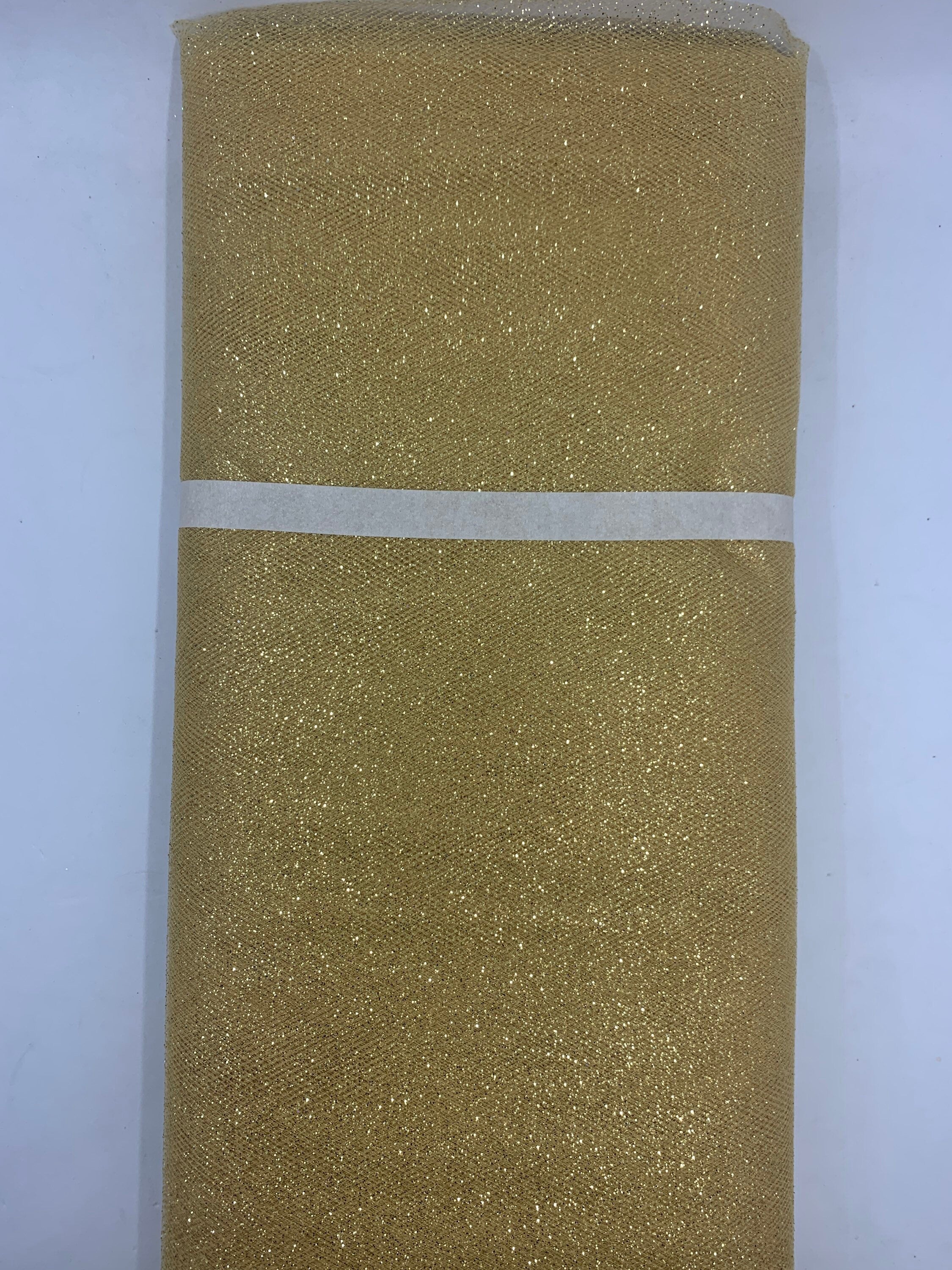 Gold color Glitter Tulle 10 yards 54" double fold, color gold with gold glitter. 10 yards.