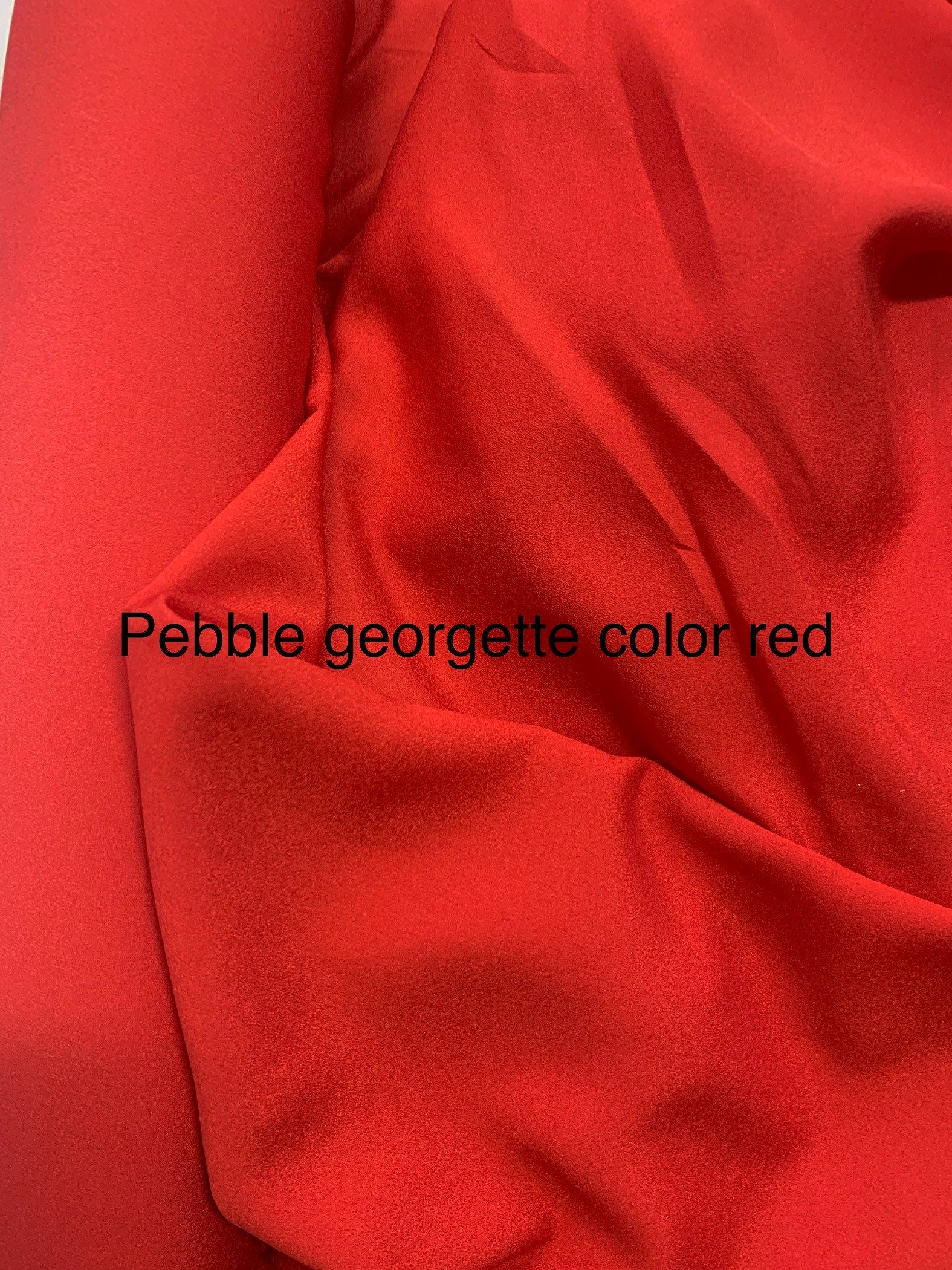 Red Pebble Georgette Fabric color Red, width 58/60" 100% polyester