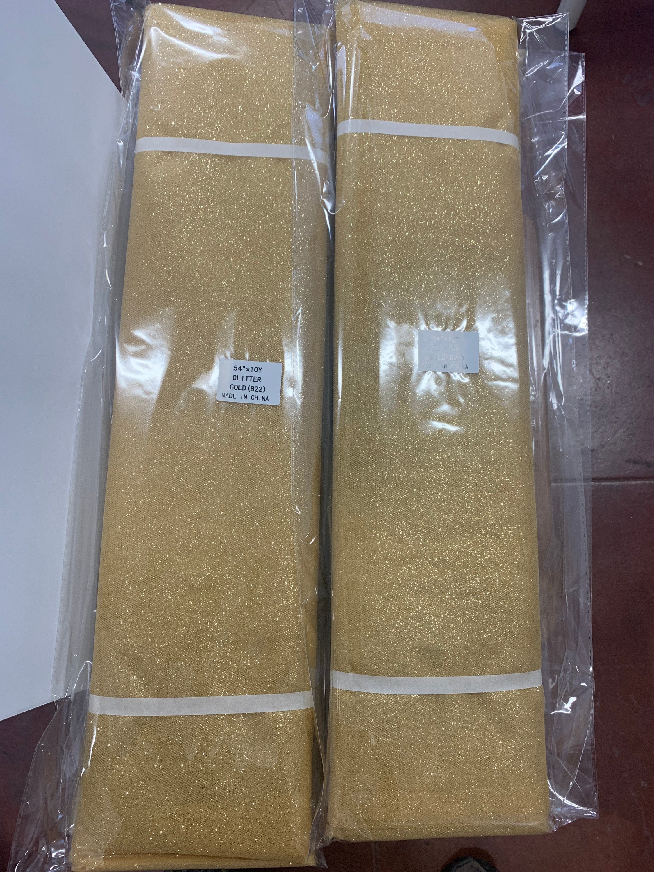 Gold color Glitter Tulle 10 yards 54" double fold, color gold with gold glitter. 10 yards.