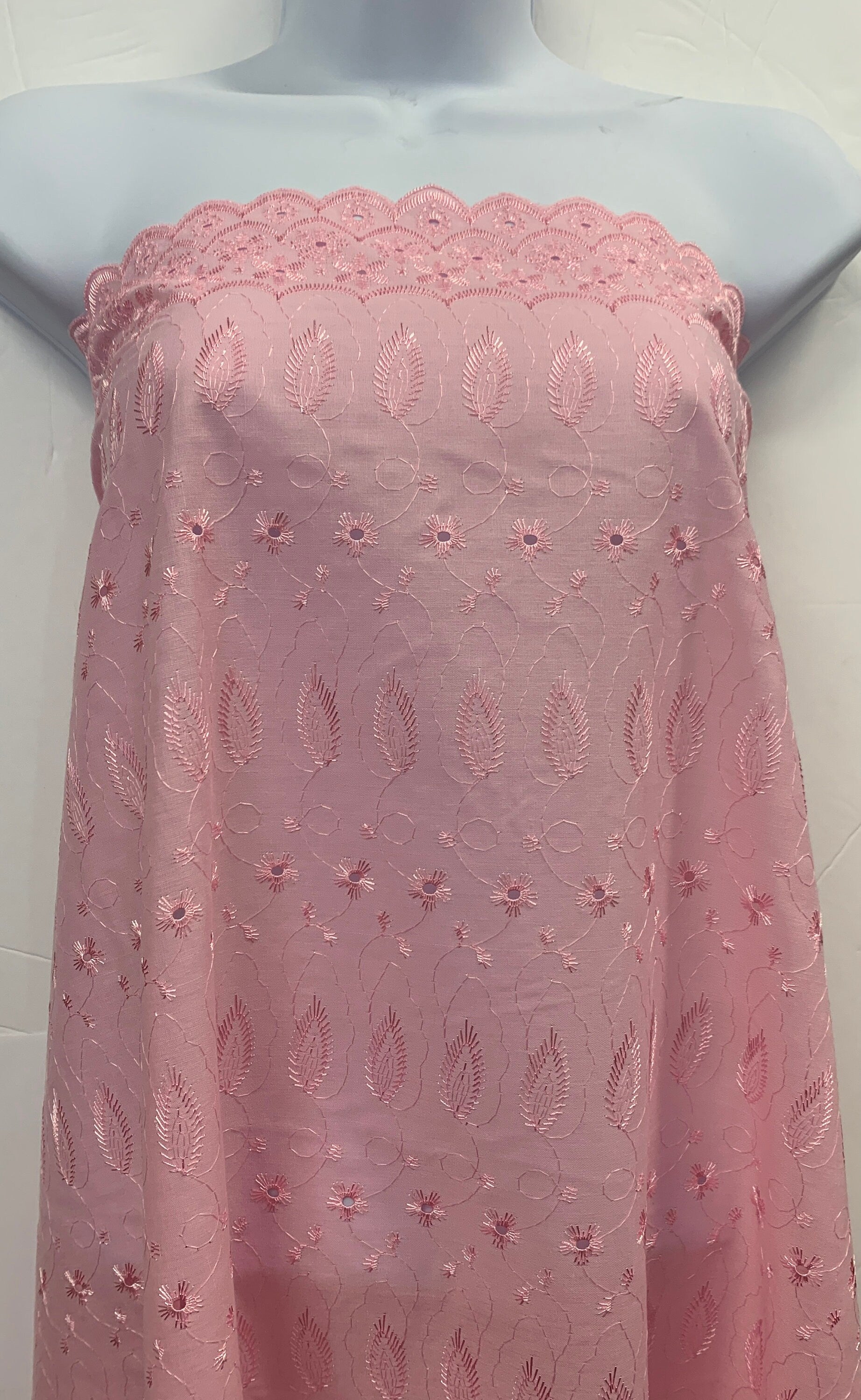 Eylet Fabric, width 42 inches poly/cotton, soft smooth embroidery fabric. color Pink