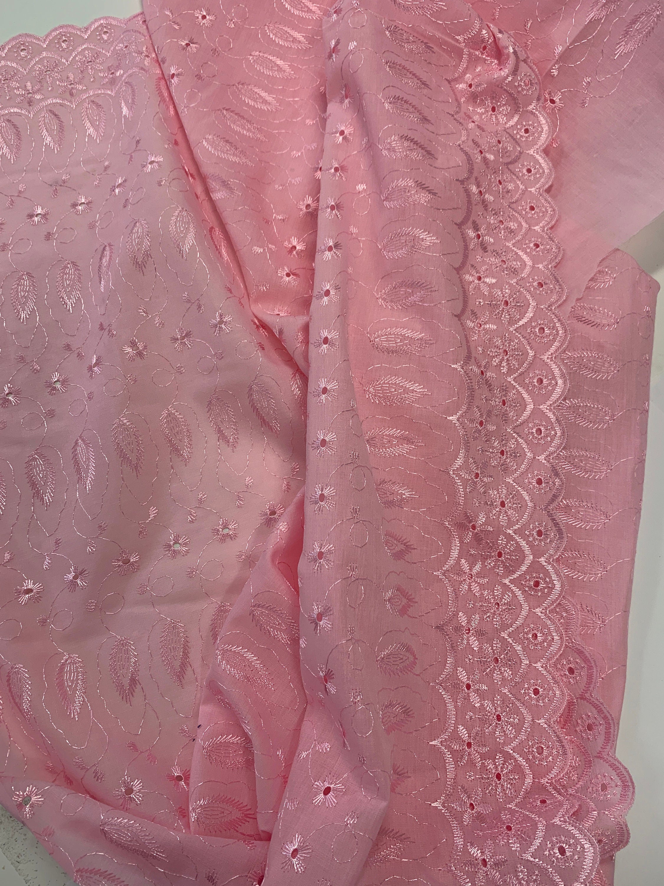 Eylet Fabric, width 42 inches poly/cotton, soft smooth embroidery fabric. color Pink