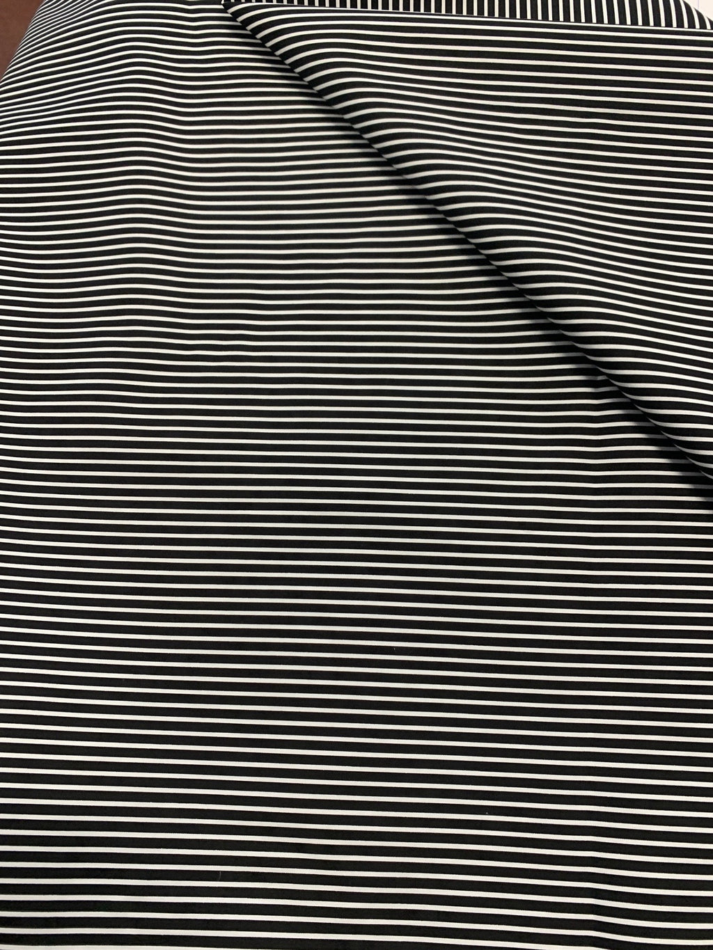 Poly cotton Fabric - Brown white stripe - 58" Width shirt fabric