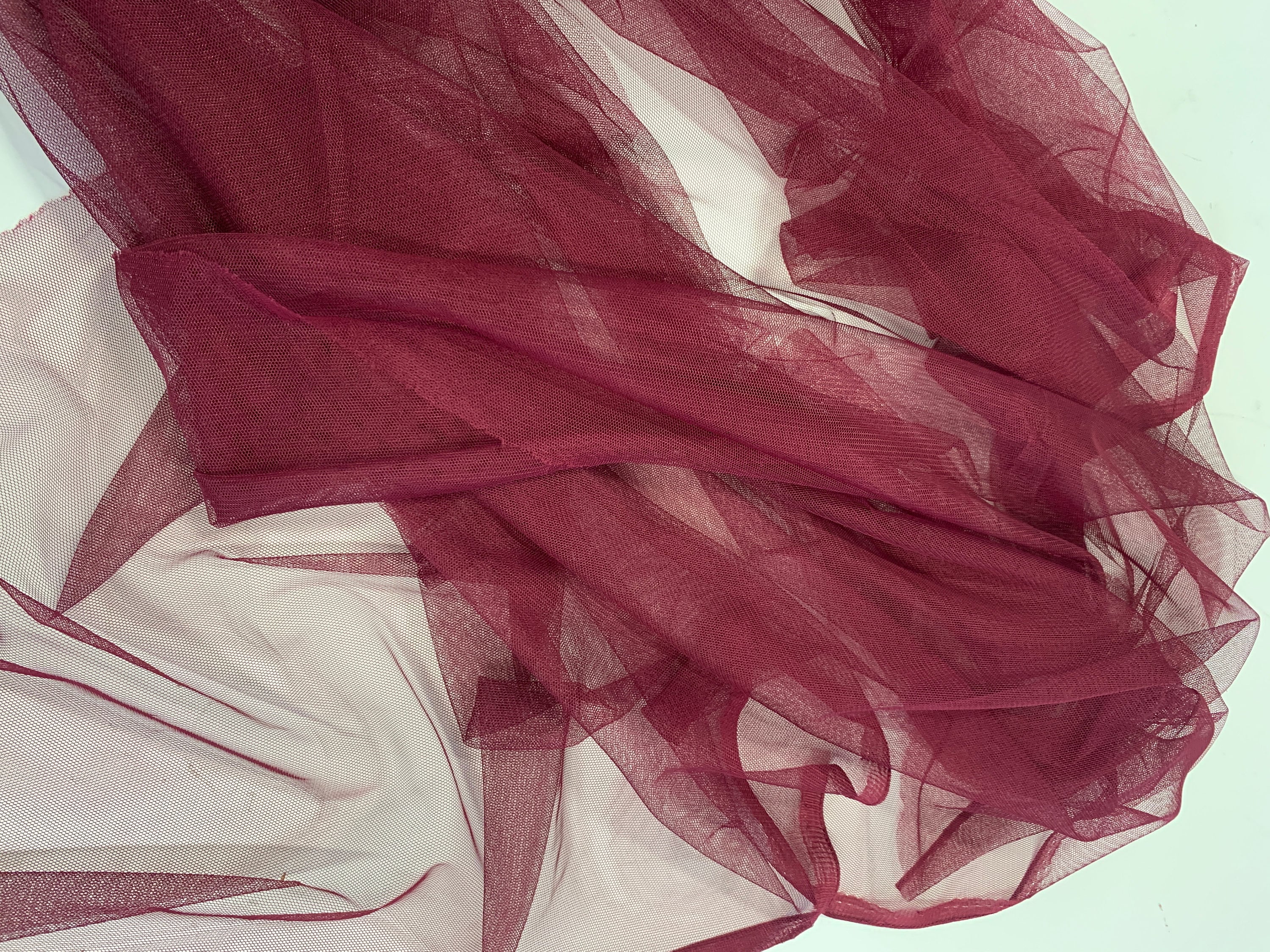 Burgundy Mesh Fabric by yard. 100% polyester Mesh fabric width 48 inches. known as sheer mesh fabric, mesh material, mesh textile, soft mesh