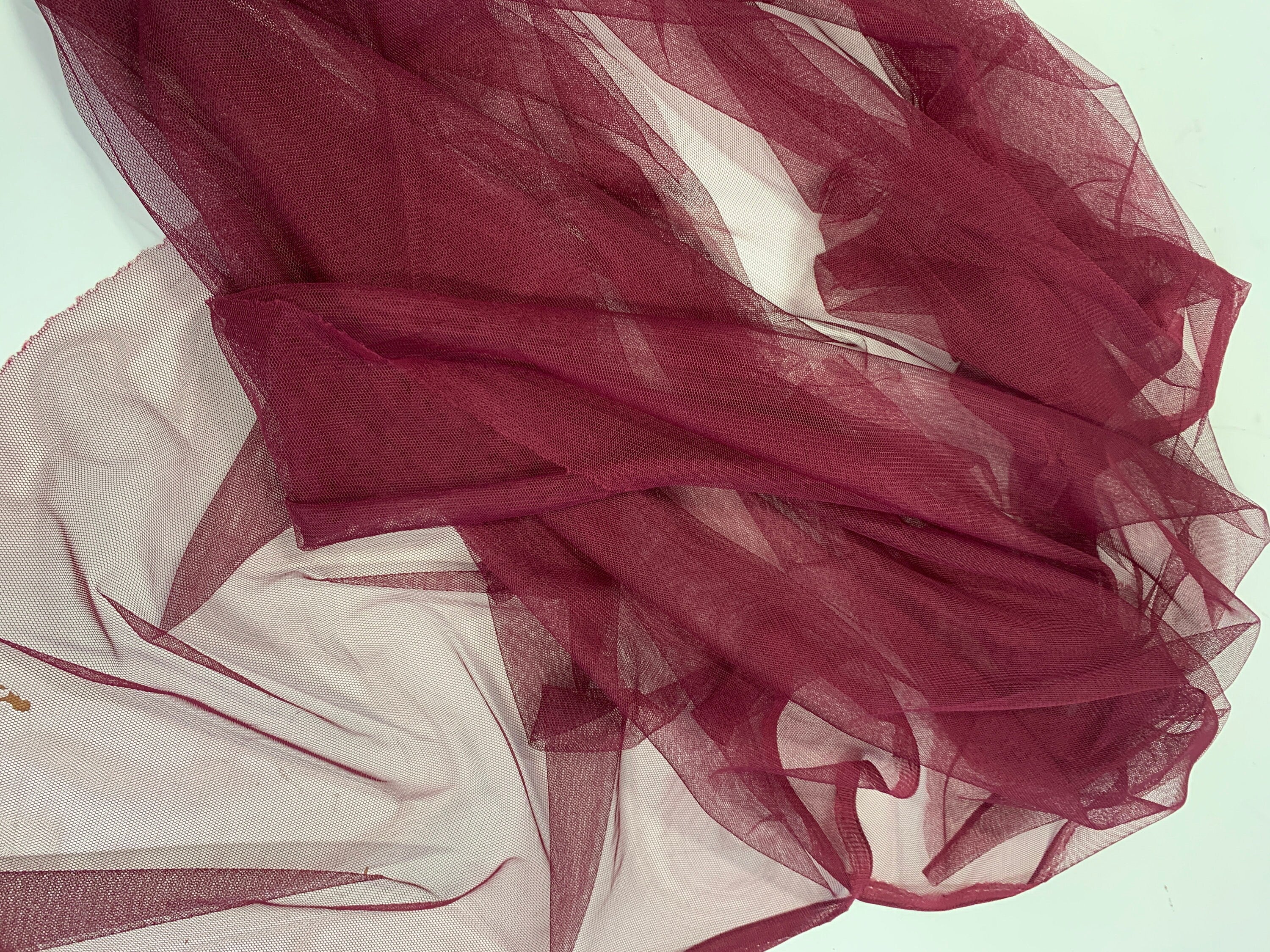 Burgundy Mesh Fabric by yard. 100% polyester Mesh fabric width 48 inches. known as sheer mesh fabric, mesh material, mesh textile, soft mesh
