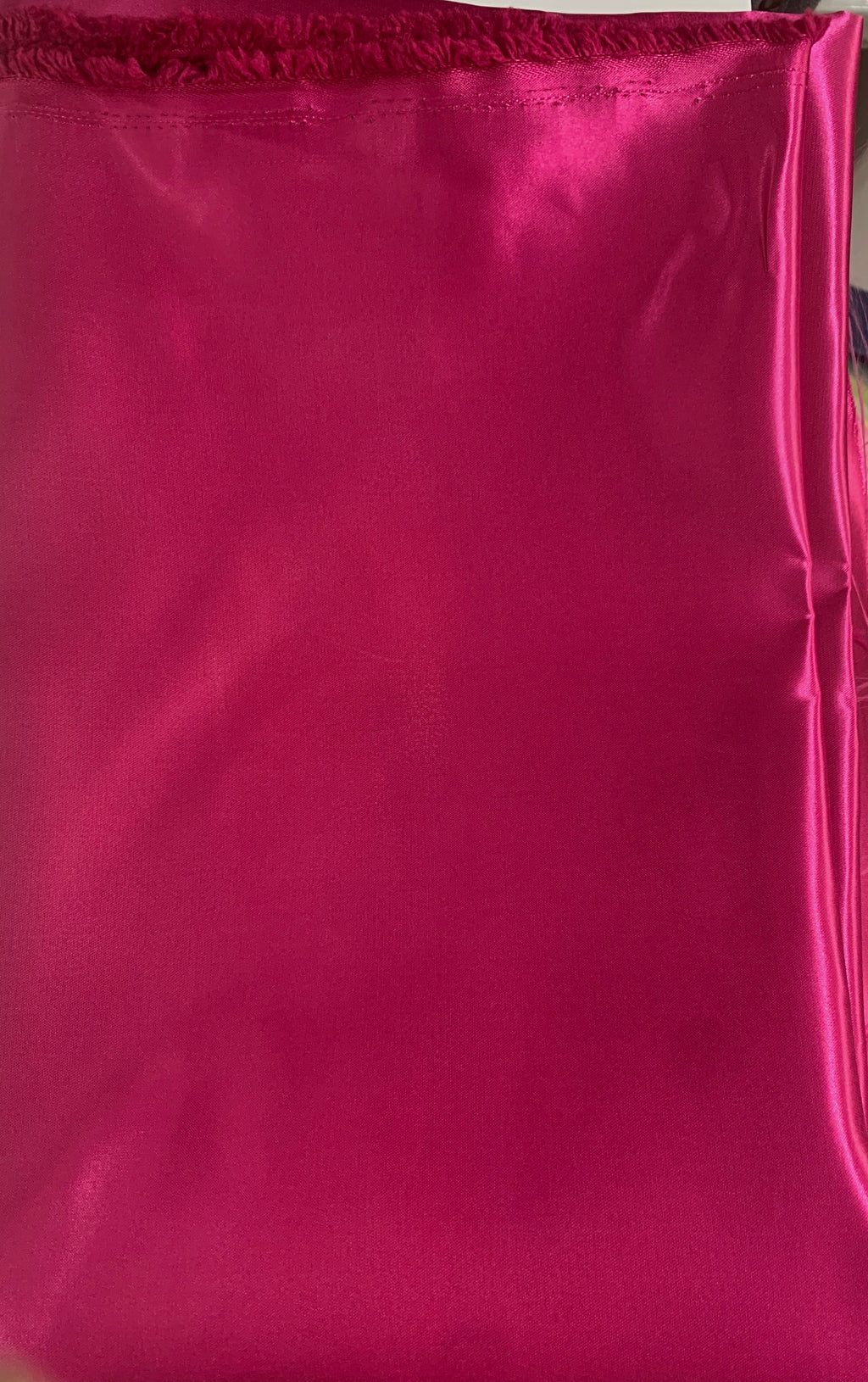Fucshia color Satin Fabric by yard. color fuchsia width 59 inches.