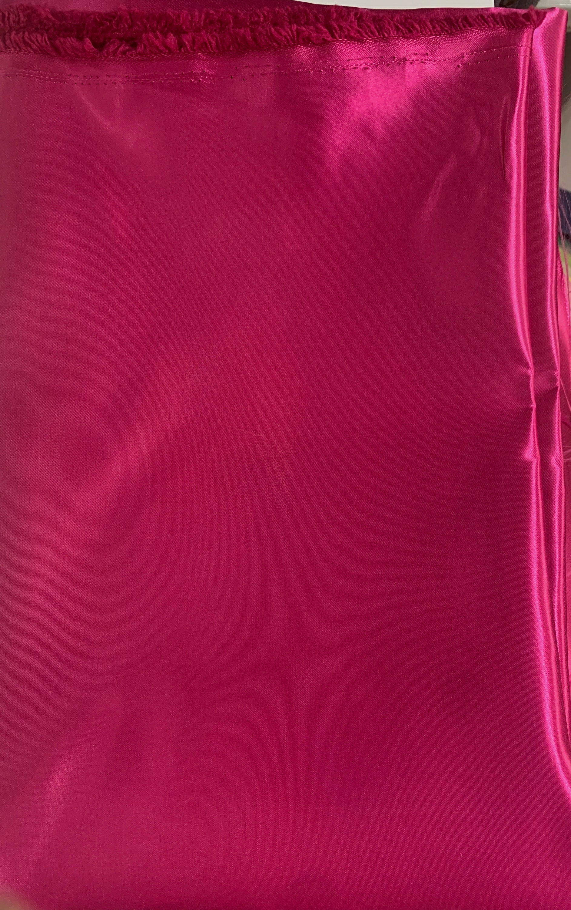 Fucshia color Satin Fabric by yard. color fuchsia width 59 inches.