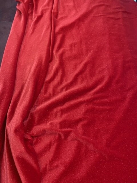 Sparkle Stretch velvet fabric 58/60" color Red.