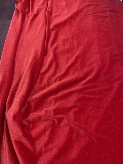Sparkle Stretch velvet fabric 58/60" color Red.