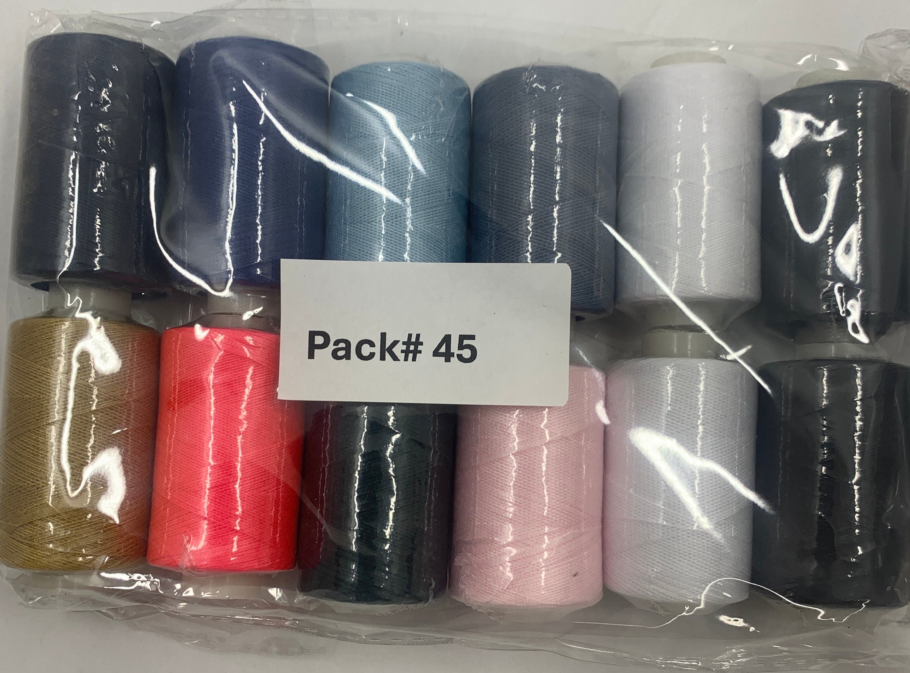 Sewing threads 12 assorted colors per package, each package assortment is different from each other, all packages has 2 black and 2 white.